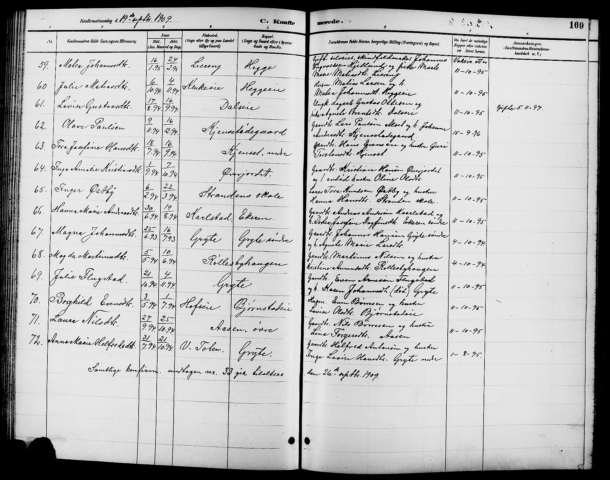 Biri prestekontor, SAH/PREST-096/H/Ha/Hab/L0004: Parish register (copy) no. 4, 1892-1909, p. 169