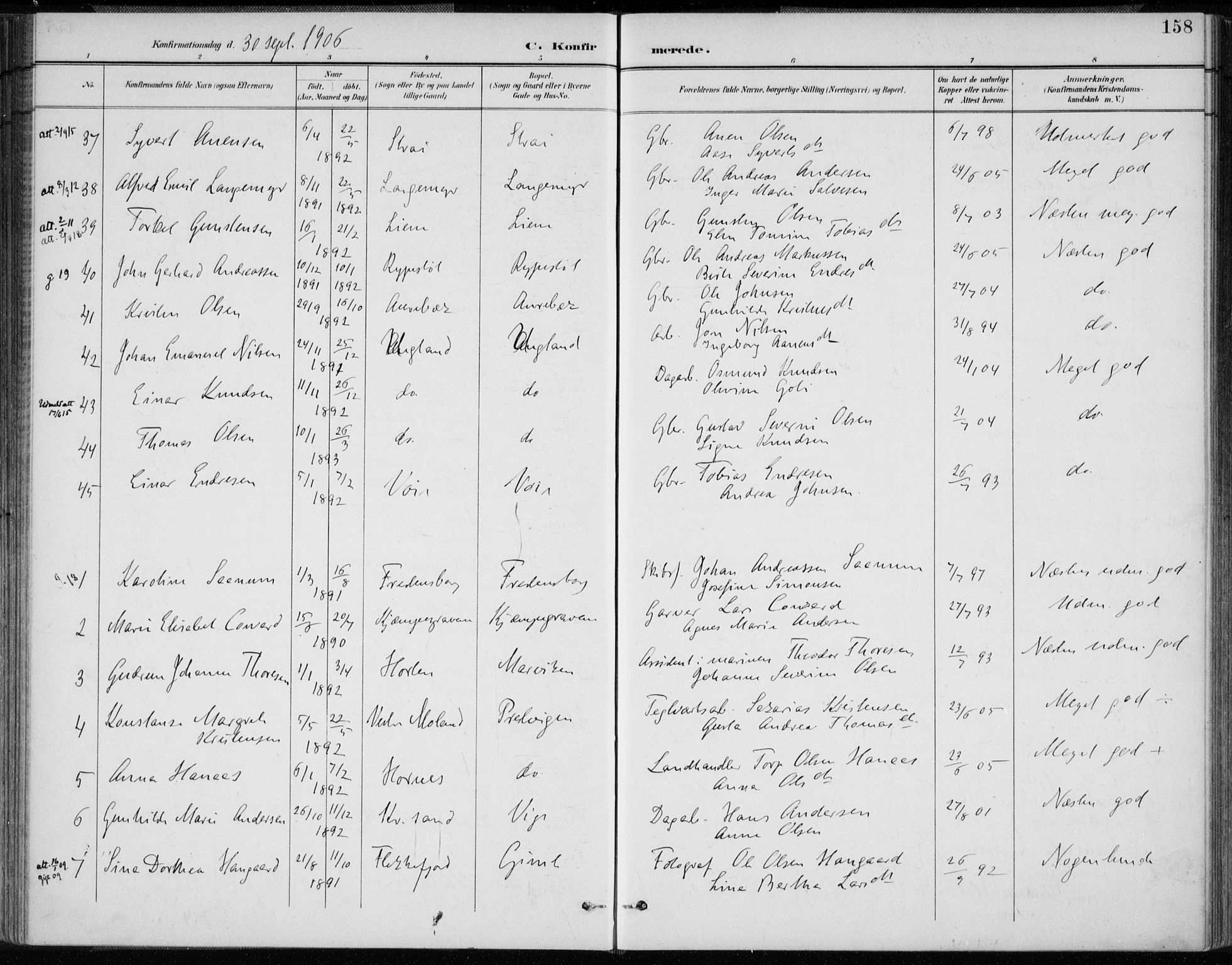 Oddernes sokneprestkontor, AV/SAK-1111-0033/F/Fa/Faa/L0010: Parish register (official) no. A 10, 1897-1911, p. 158