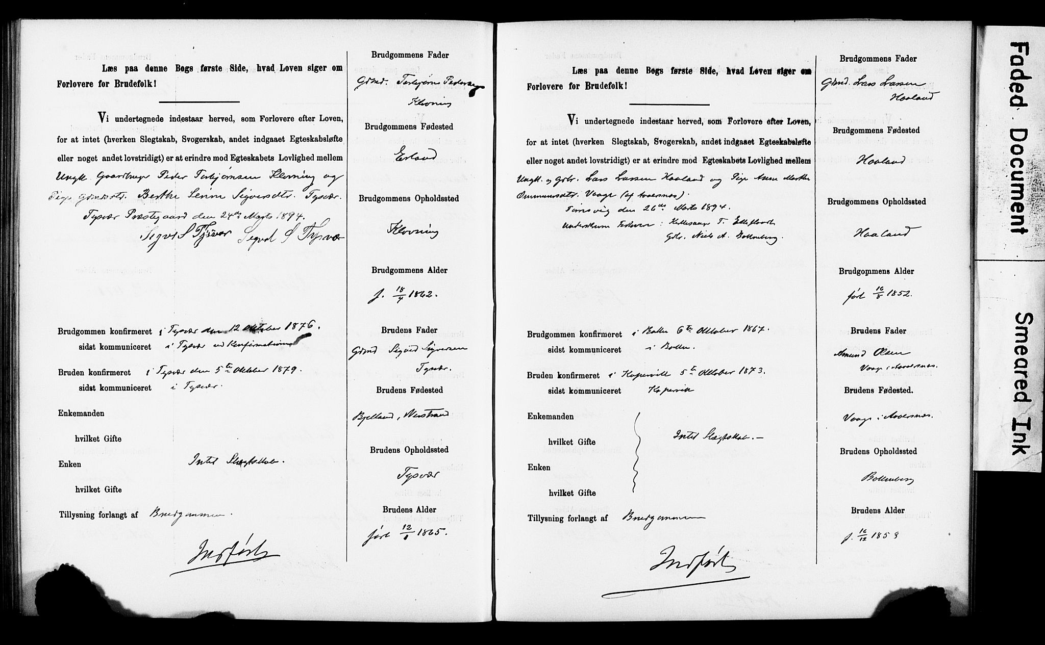 Tysvær sokneprestkontor, SAST/A -101864/I/Ie/L0001: Banns register no. IX, 1886-1901