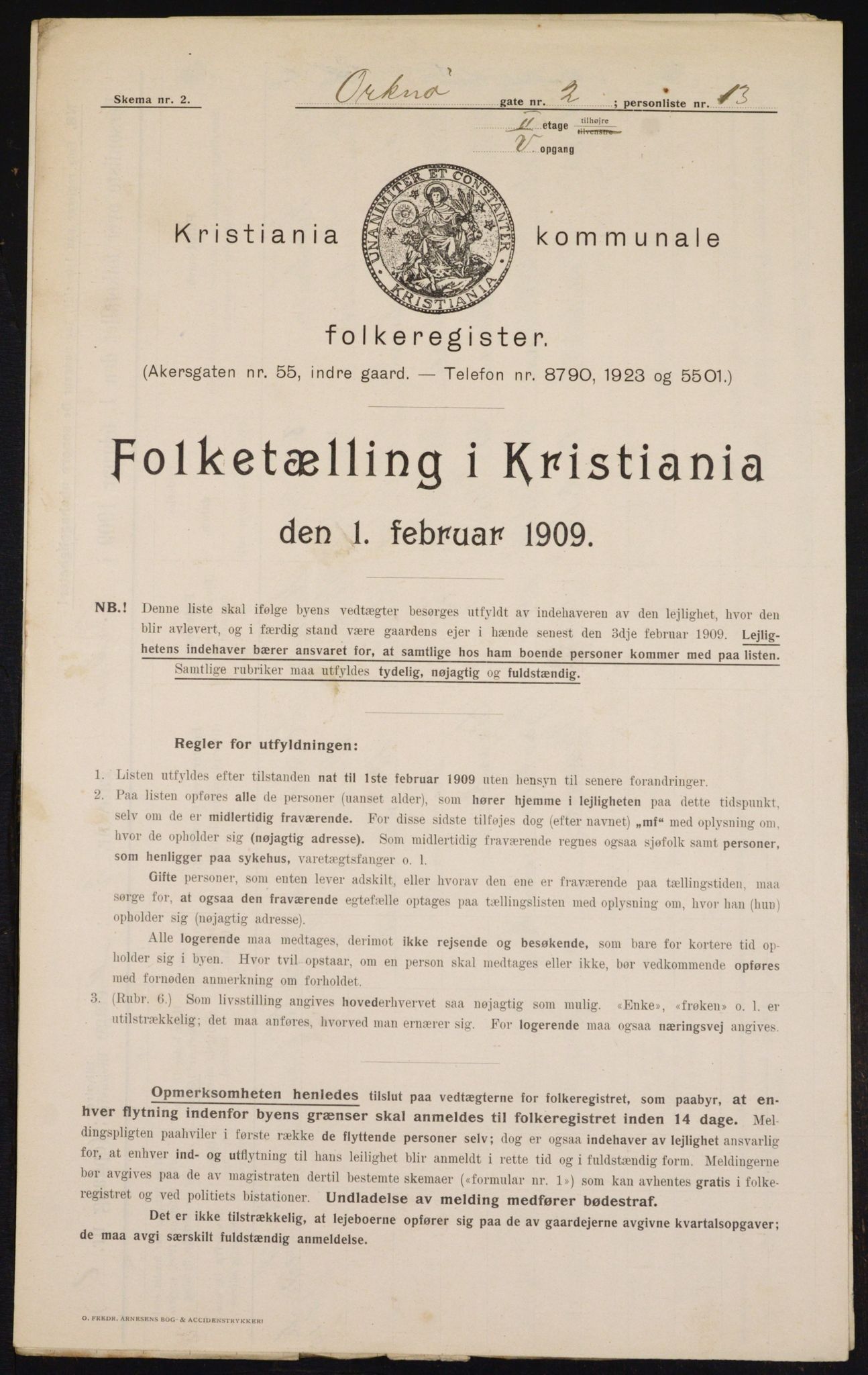 OBA, Municipal Census 1909 for Kristiania, 1909, p. 68730