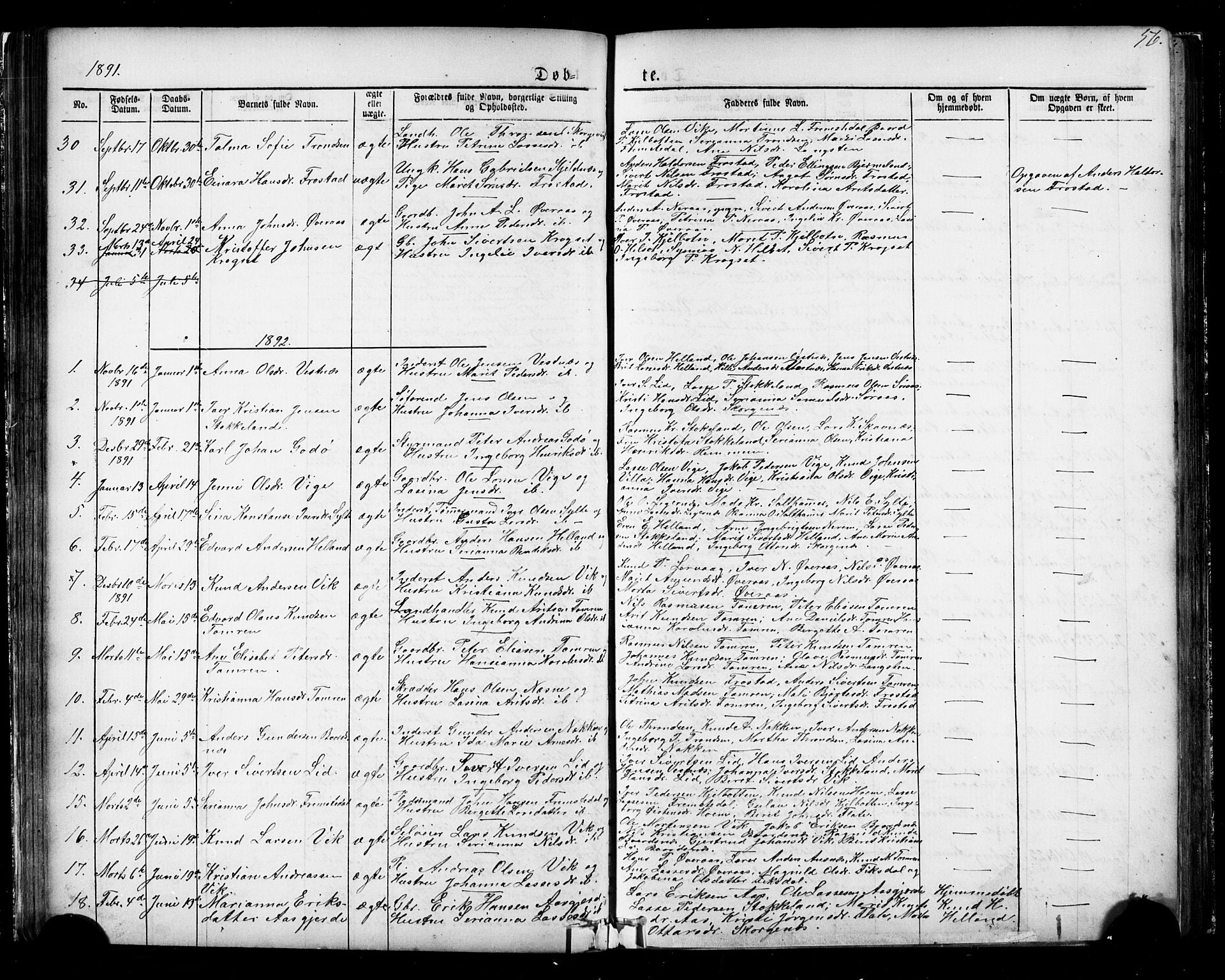 Ministerialprotokoller, klokkerbøker og fødselsregistre - Møre og Romsdal, AV/SAT-A-1454/539/L0536: Parish register (copy) no. 539C02, 1867-1913, p. 56