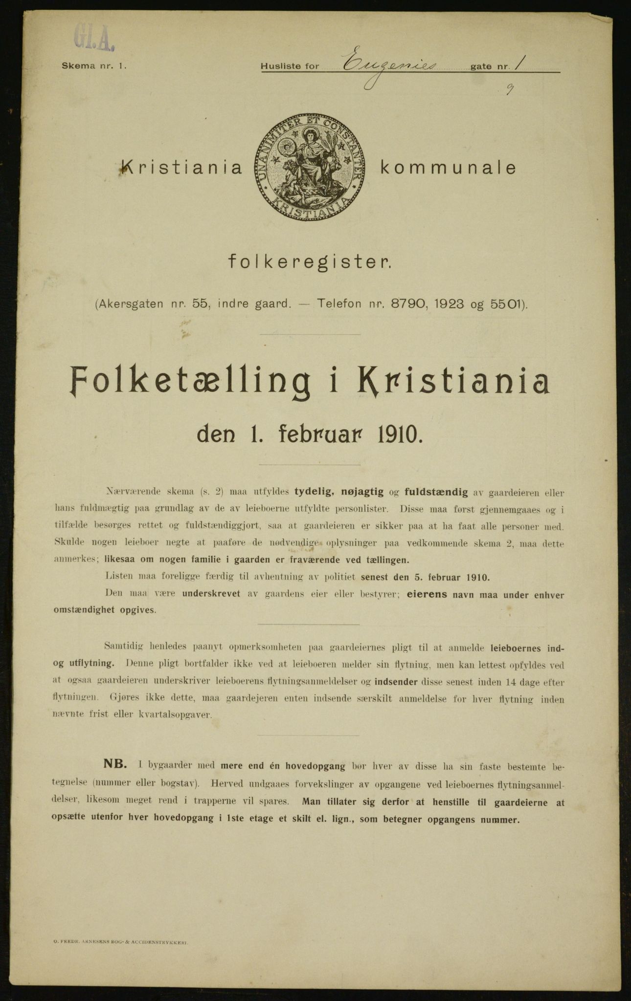 OBA, Municipal Census 1910 for Kristiania, 1910, p. 21279