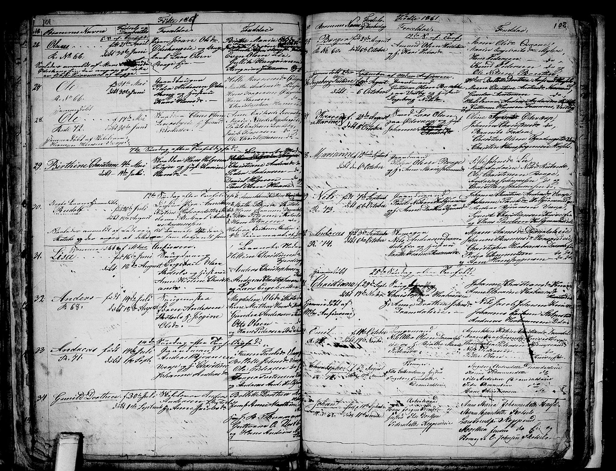 Eiker kirkebøker, SAKO/A-4/G/Gb/L0001: Parish register (copy) no. II 1, 1844-1864, p. 101-102