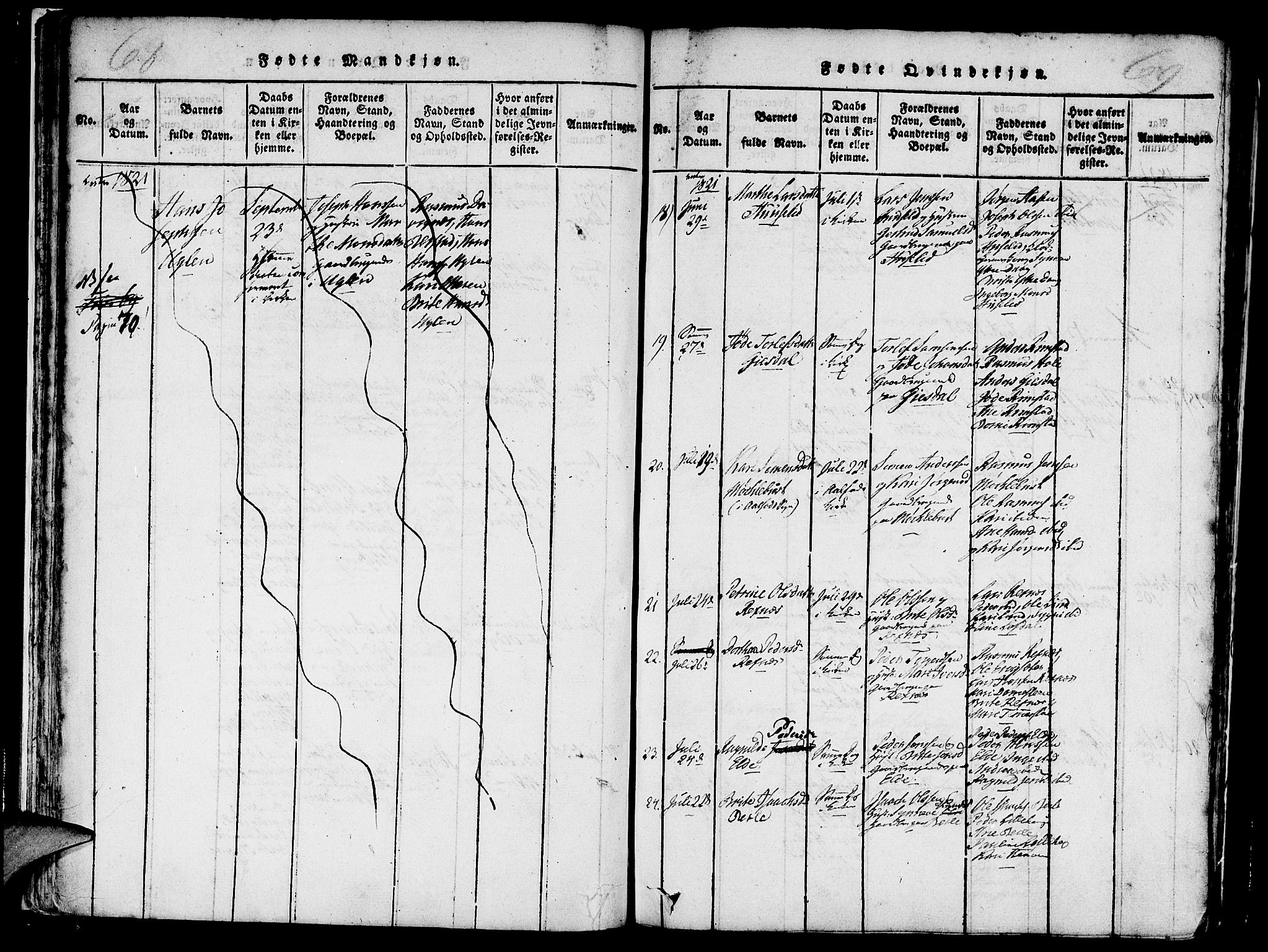 Davik sokneprestembete, AV/SAB-A-79701/H/Haa/Haaa/L0003: Parish register (official) no. A 3, 1816-1830, p. 68-69