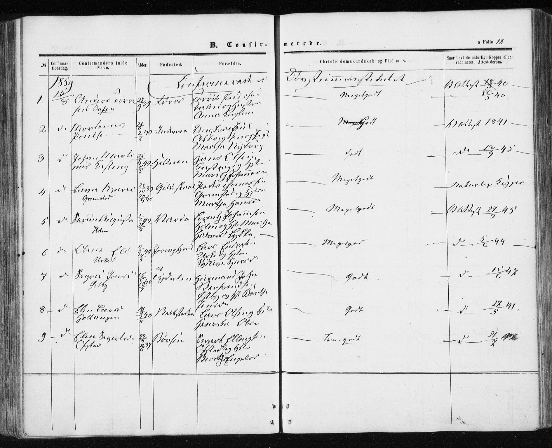 Ministerialprotokoller, klokkerbøker og fødselsregistre - Sør-Trøndelag, SAT/A-1456/601/L0053: Parish register (official) no. 601A21, 1857-1865, p. 18