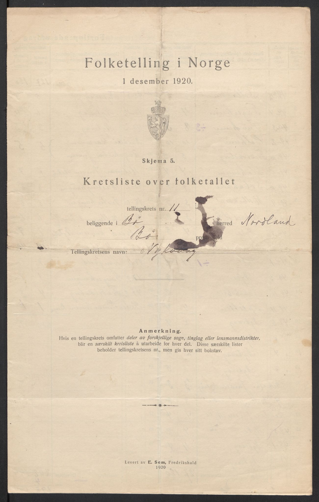 SAT, 1920 census for Bø, 1920, p. 46