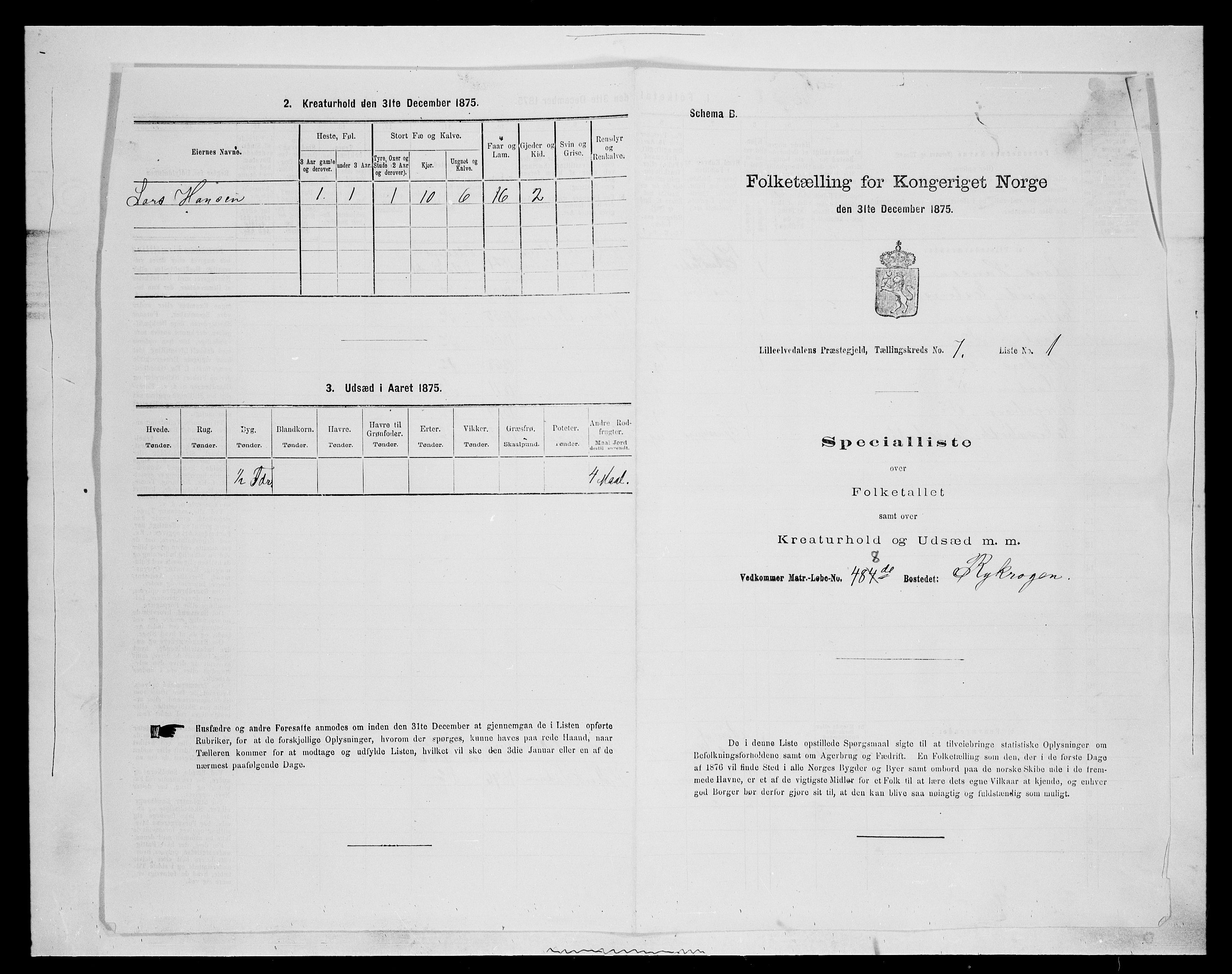 SAH, 1875 census for 0438P Lille Elvedalen, 1875, p. 646