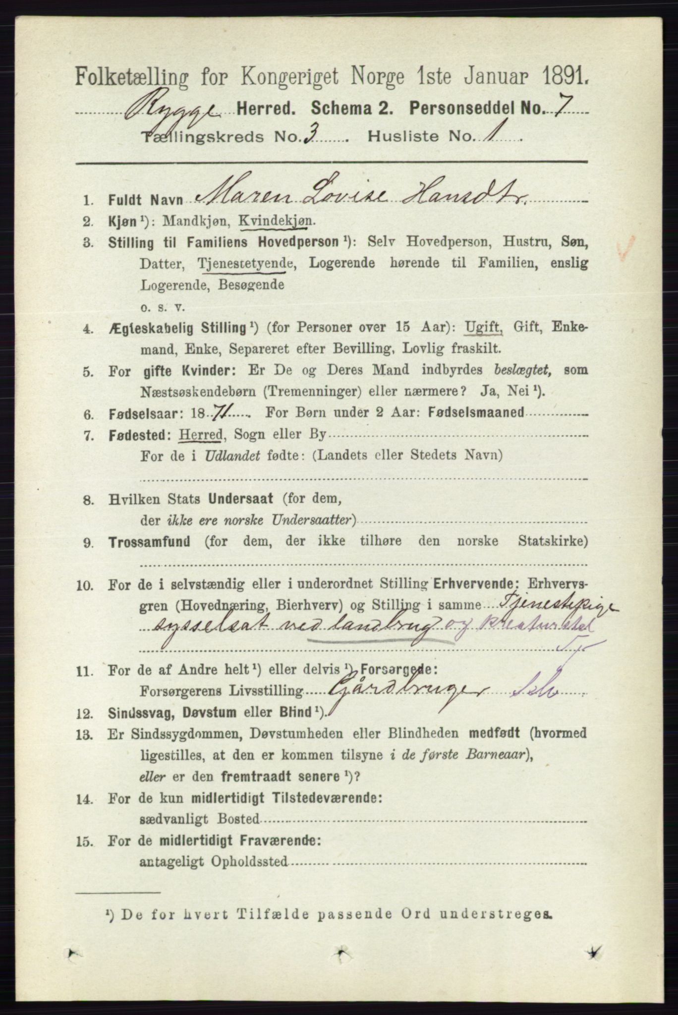 RA, 1891 census for 0136 Rygge, 1891, p. 1674