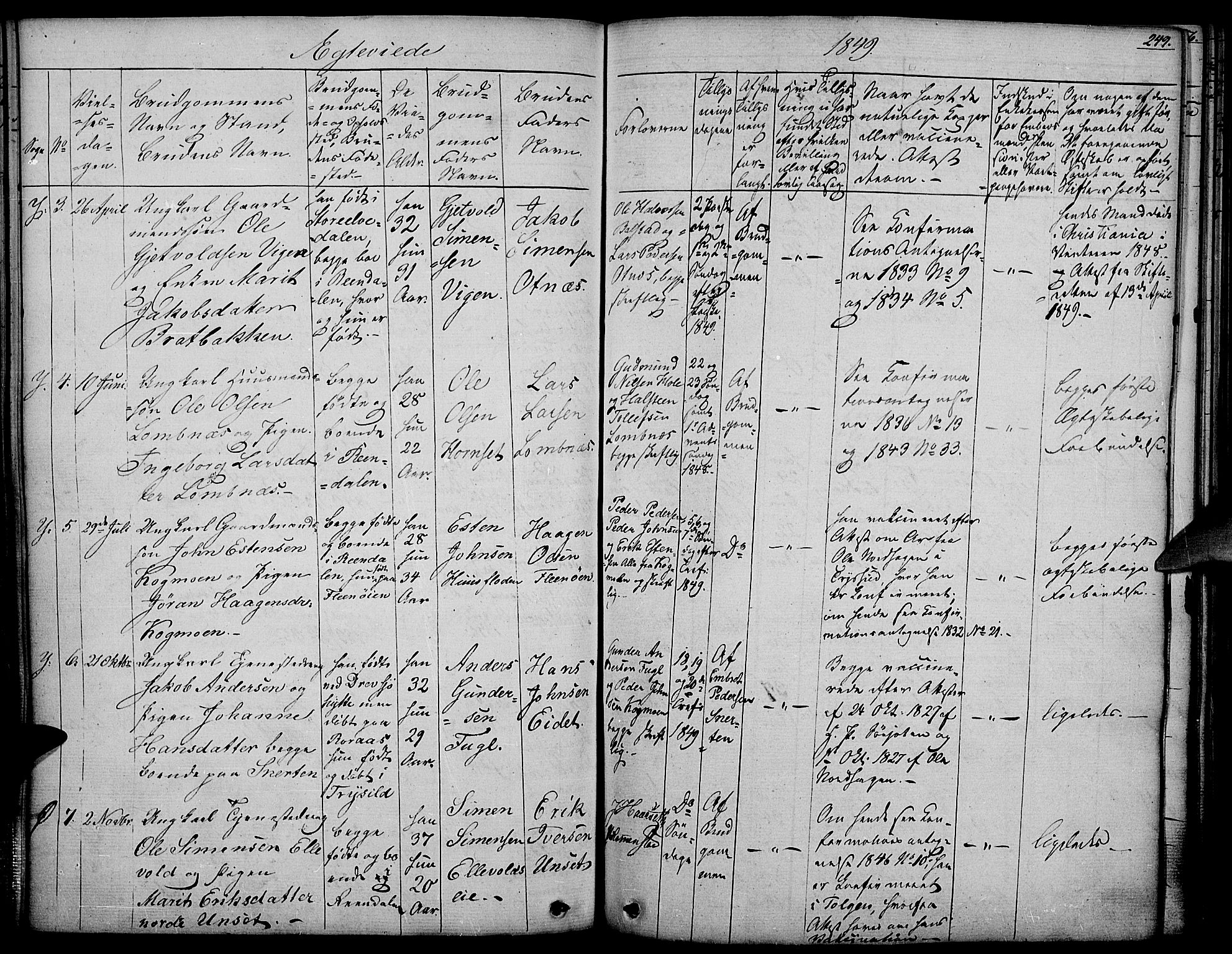 Rendalen prestekontor, AV/SAH-PREST-054/H/Ha/Haa/L0004: Parish register (official) no. 4, 1829-1852, p. 249