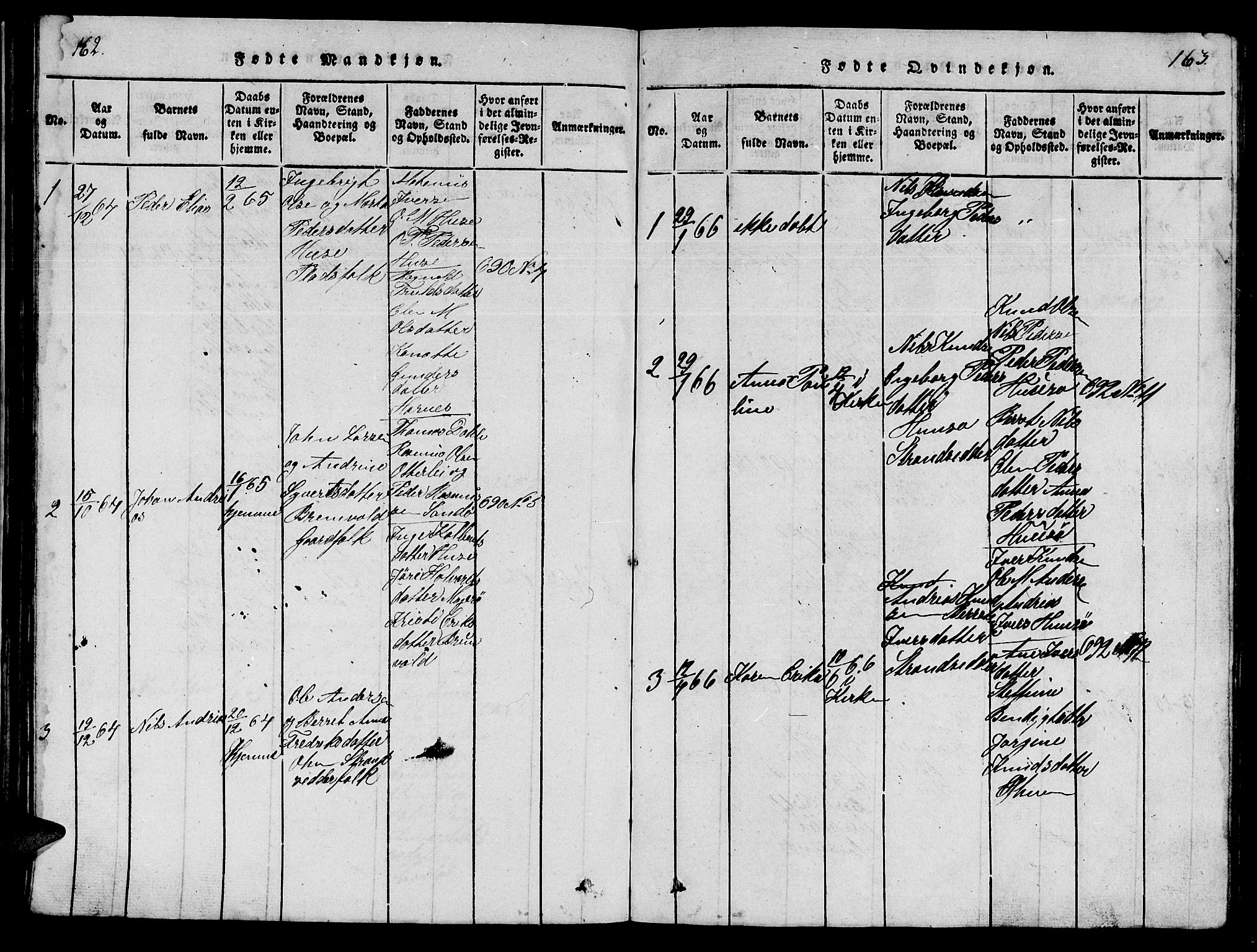 Ministerialprotokoller, klokkerbøker og fødselsregistre - Møre og Romsdal, AV/SAT-A-1454/561/L0731: Parish register (copy) no. 561C01, 1817-1867, p. 162-163