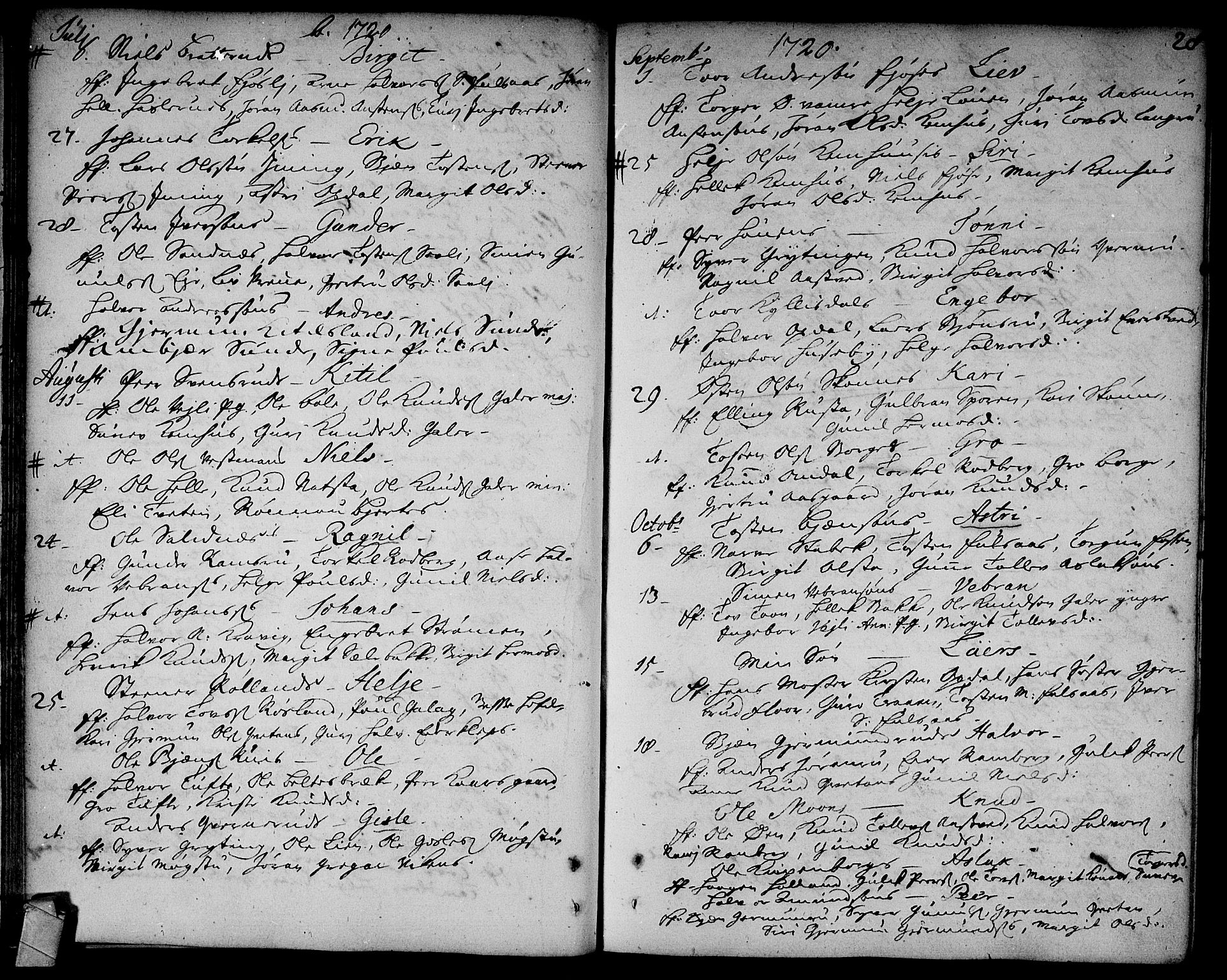 Rollag kirkebøker, AV/SAKO-A-240/F/Fa/L0002: Parish register (official) no. I 2, 1714-1742, p. 28