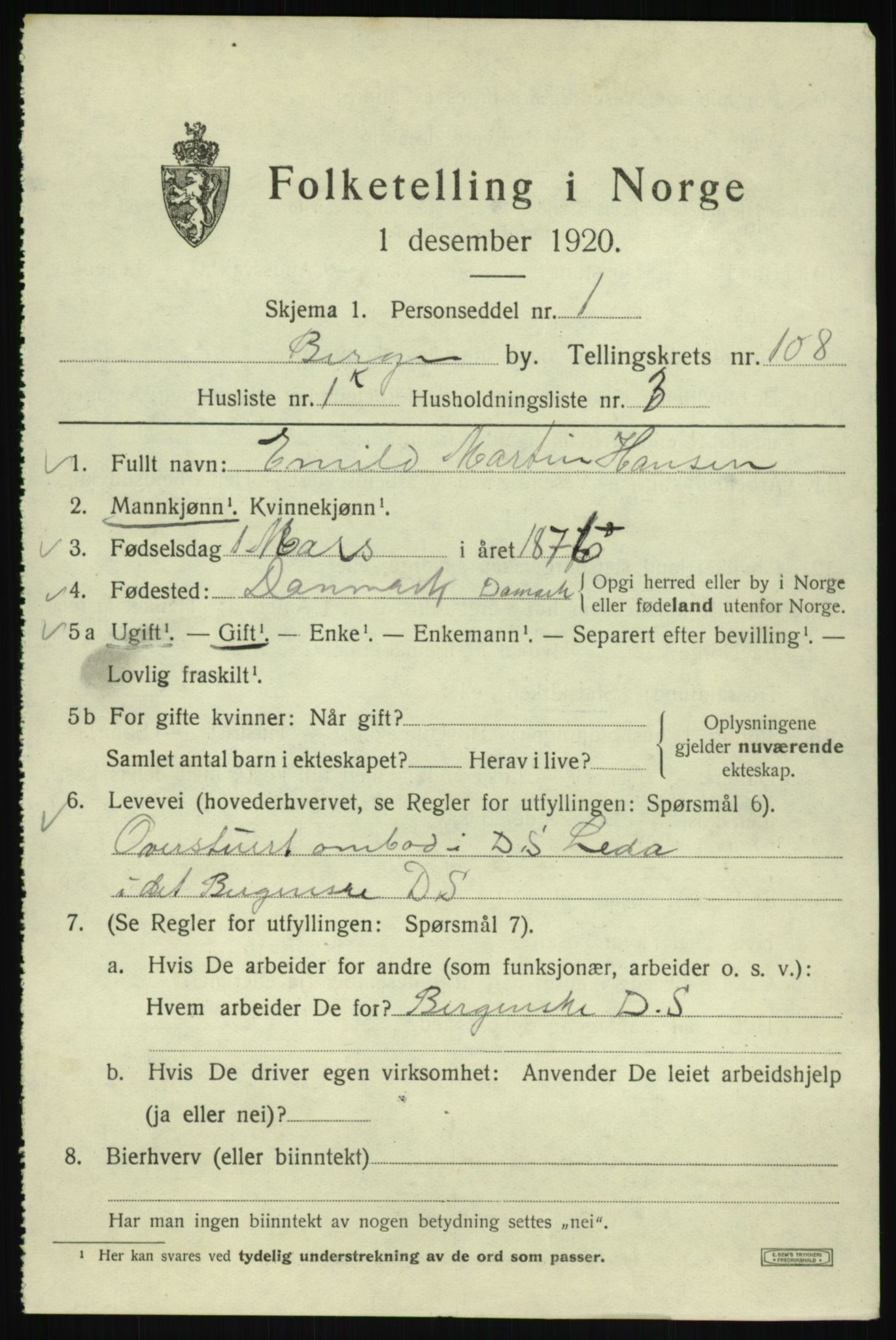 SAB, 1920 census for Bergen, 1920, p. 187146