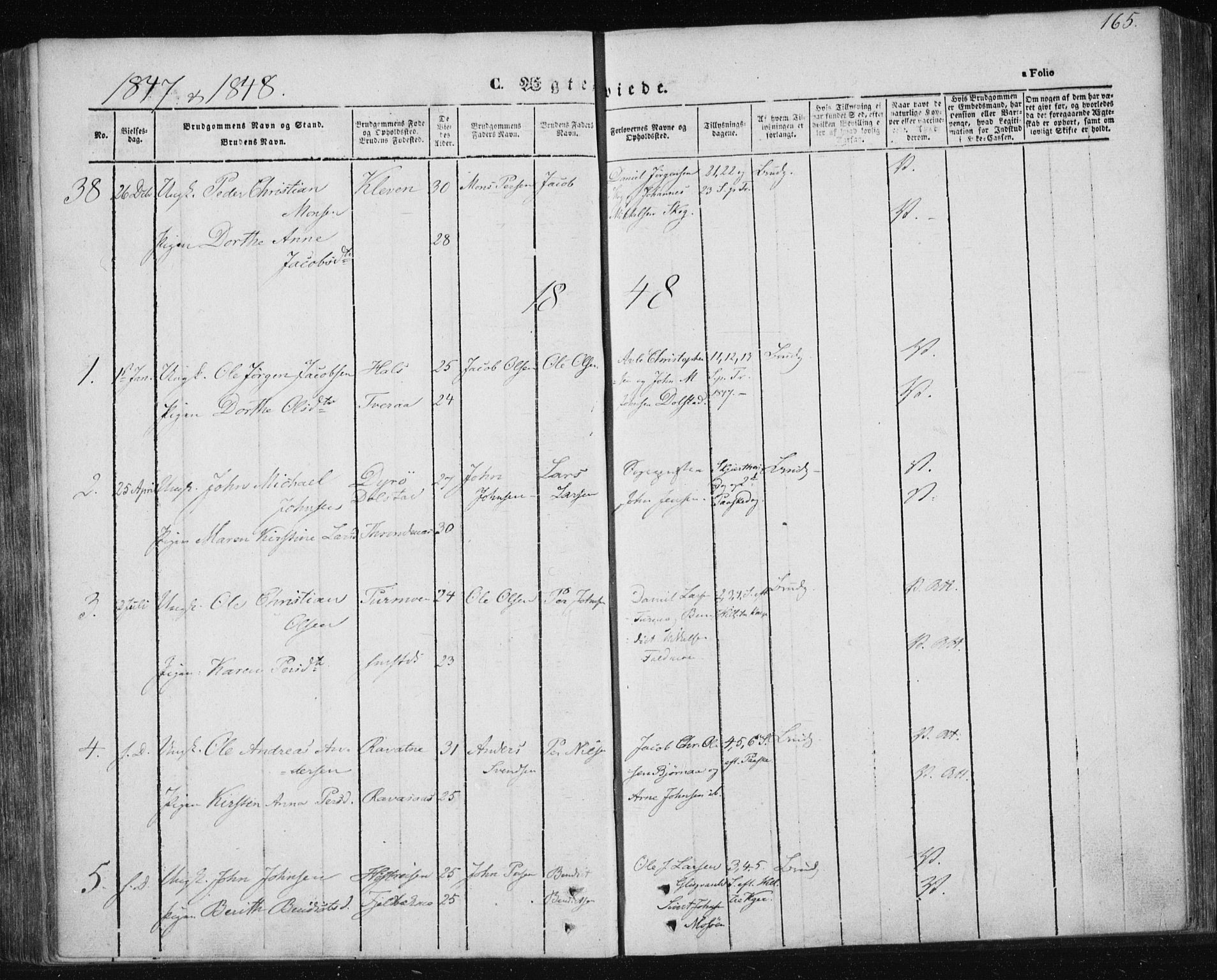 Ministerialprotokoller, klokkerbøker og fødselsregistre - Nordland, AV/SAT-A-1459/820/L0291: Parish register (official) no. 820A12, 1846-1854, p. 165