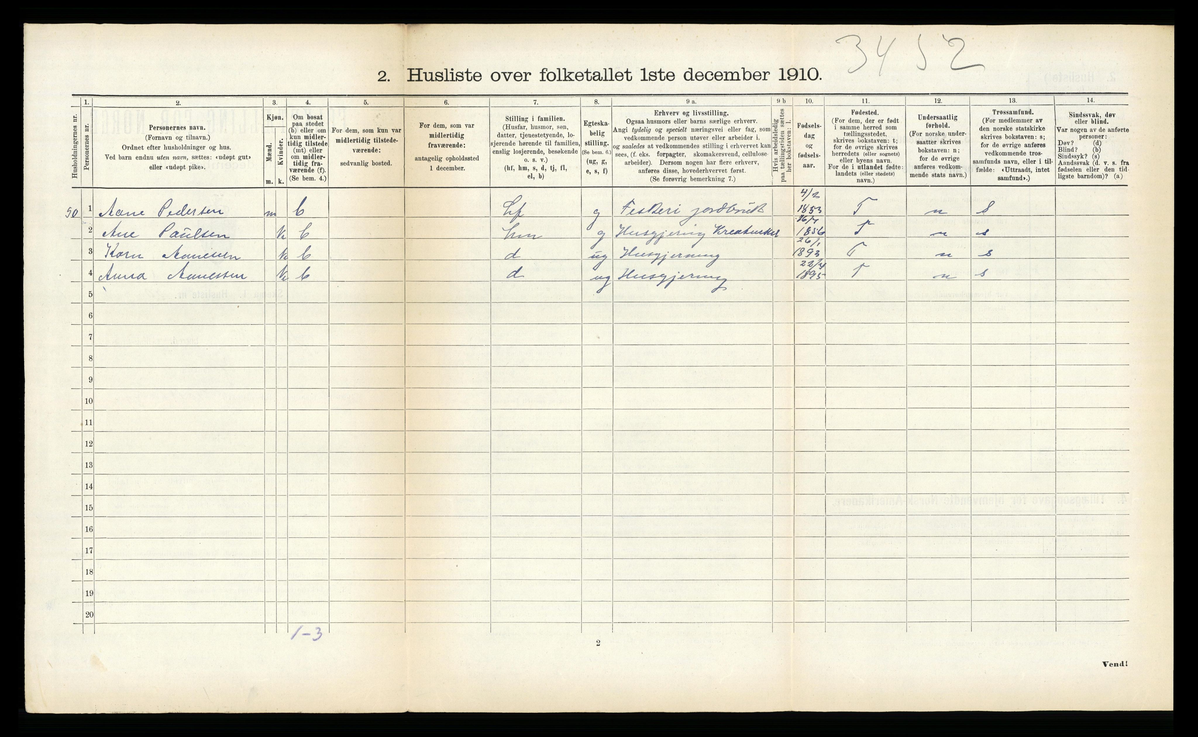 RA, 1910 census for Lenvik, 1910, p. 1074