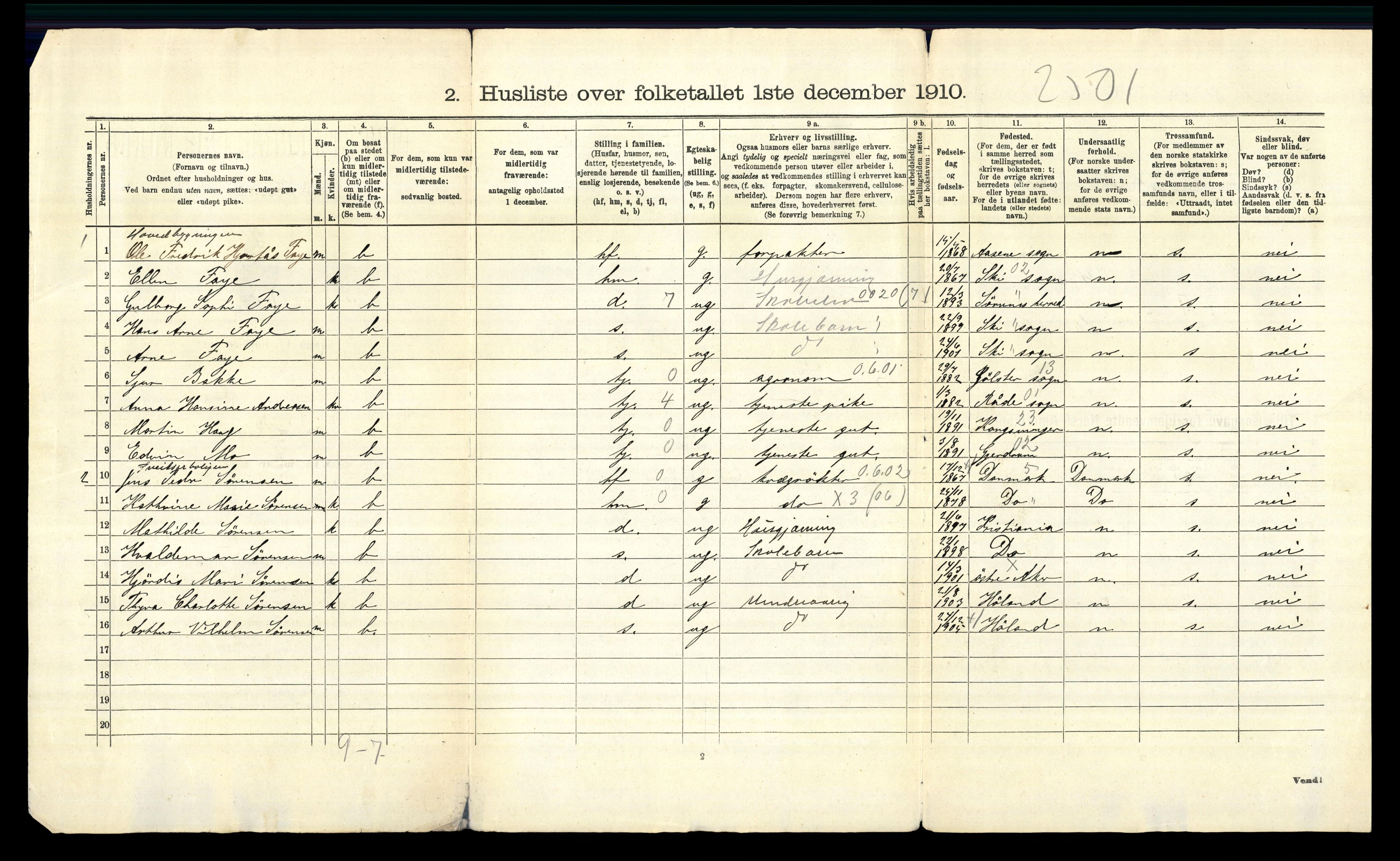 RA, 1910 census for Aker, 1910, p. 4922