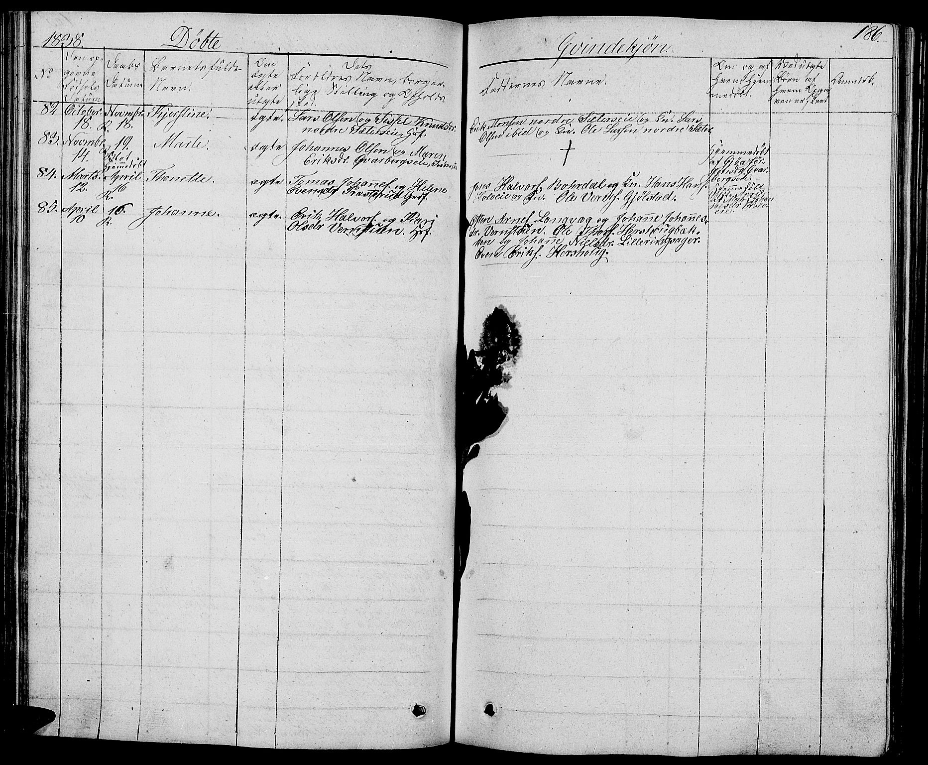 Ringsaker prestekontor, AV/SAH-PREST-014/L/La/L0004: Parish register (copy) no. 4, 1827-1838, p. 186