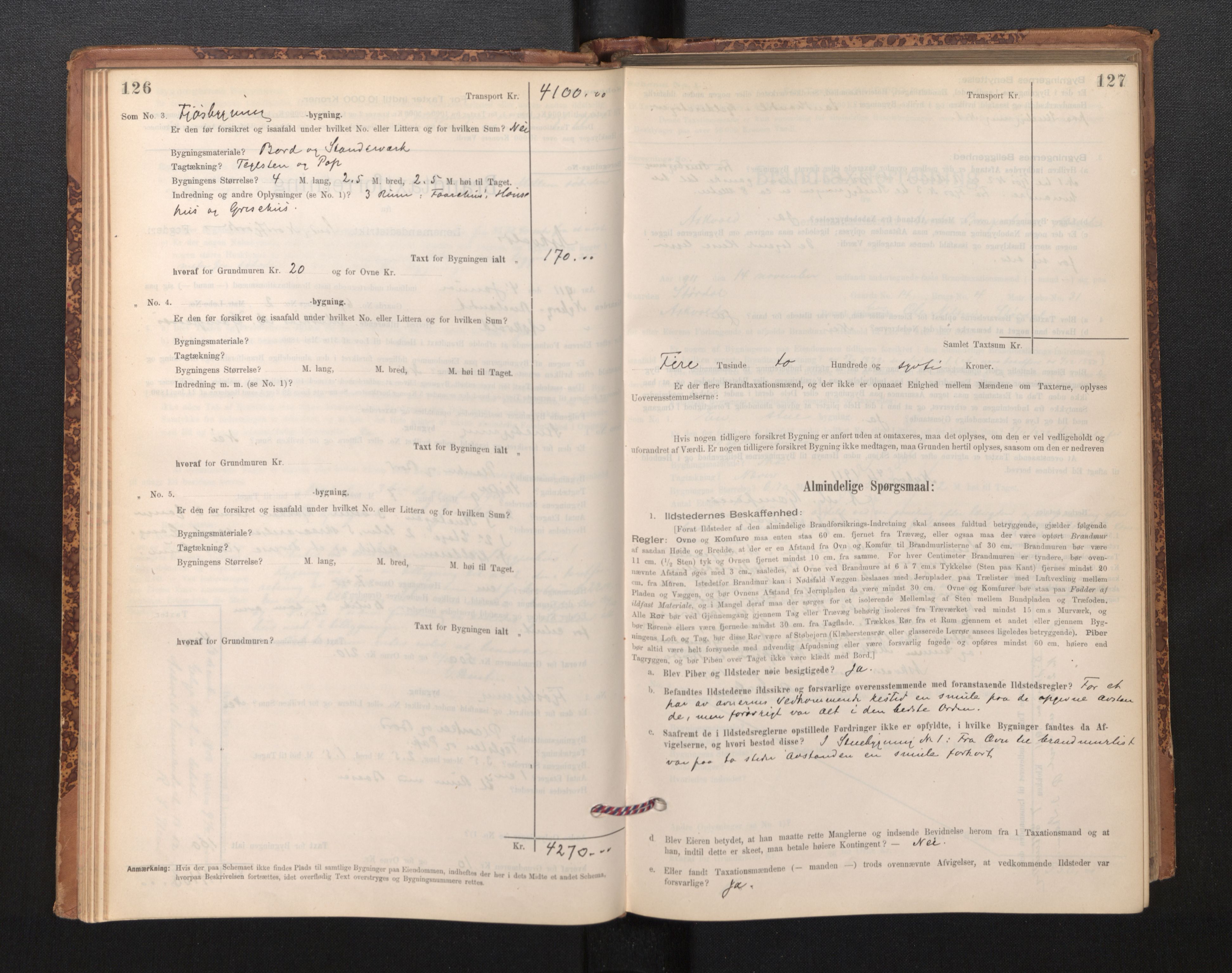 Lensmannen i Askvoll, AV/SAB-A-26301/0012/L0004: Branntakstprotokoll, skjematakst og liste over branntakstmenn, 1895-1932, p. 126-127