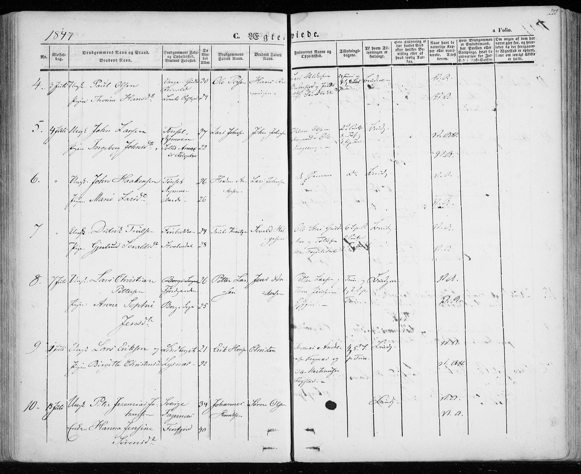 Lenvik sokneprestembete, SATØ/S-1310/H/Ha/Haa/L0006kirke: Parish register (official) no. 6, 1845-1854, p. 222