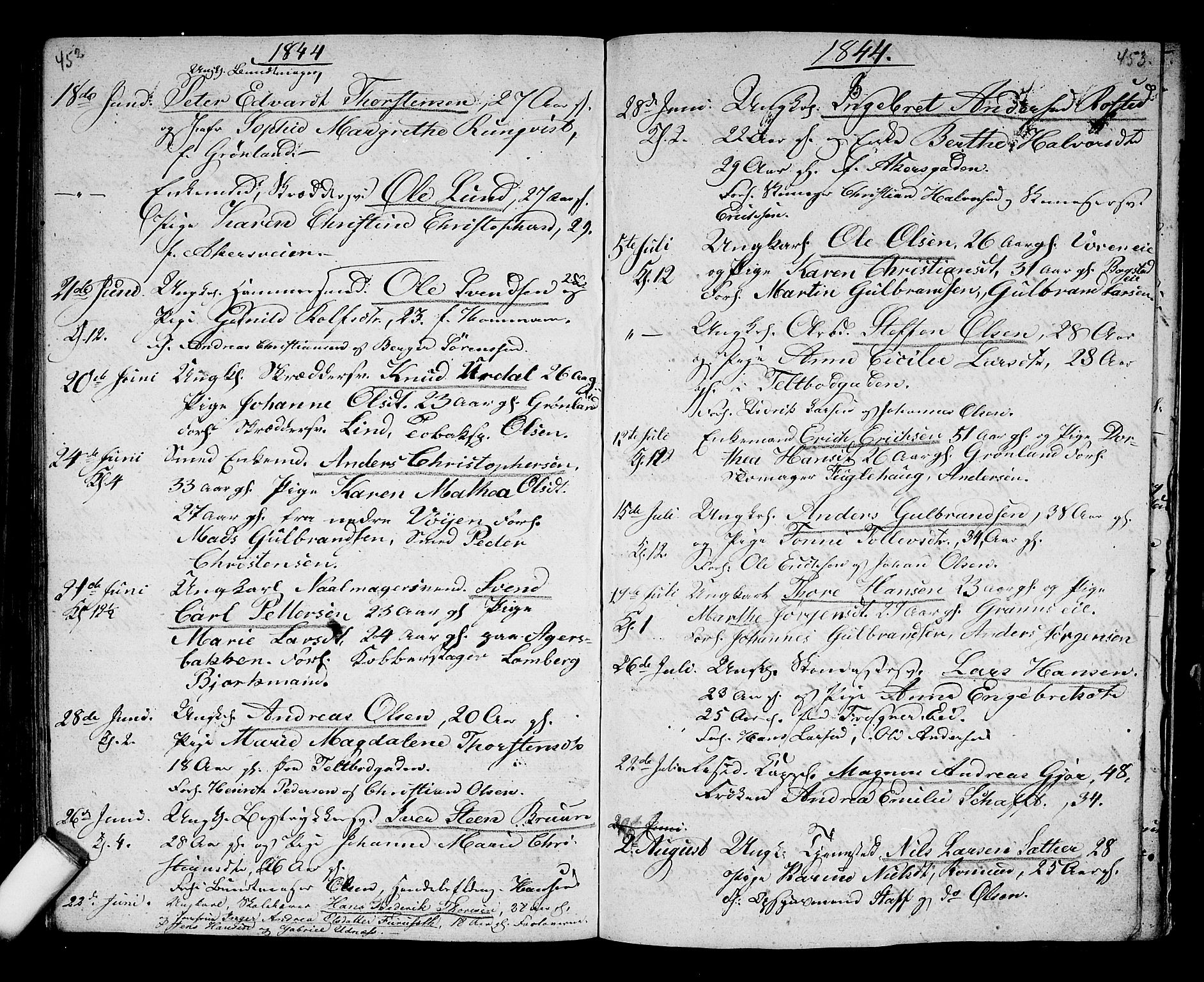 Aker prestekontor kirkebøker, AV/SAO-A-10861/G/L0007: Parish register (copy) no. 7, 1838-1846, p. 452-453