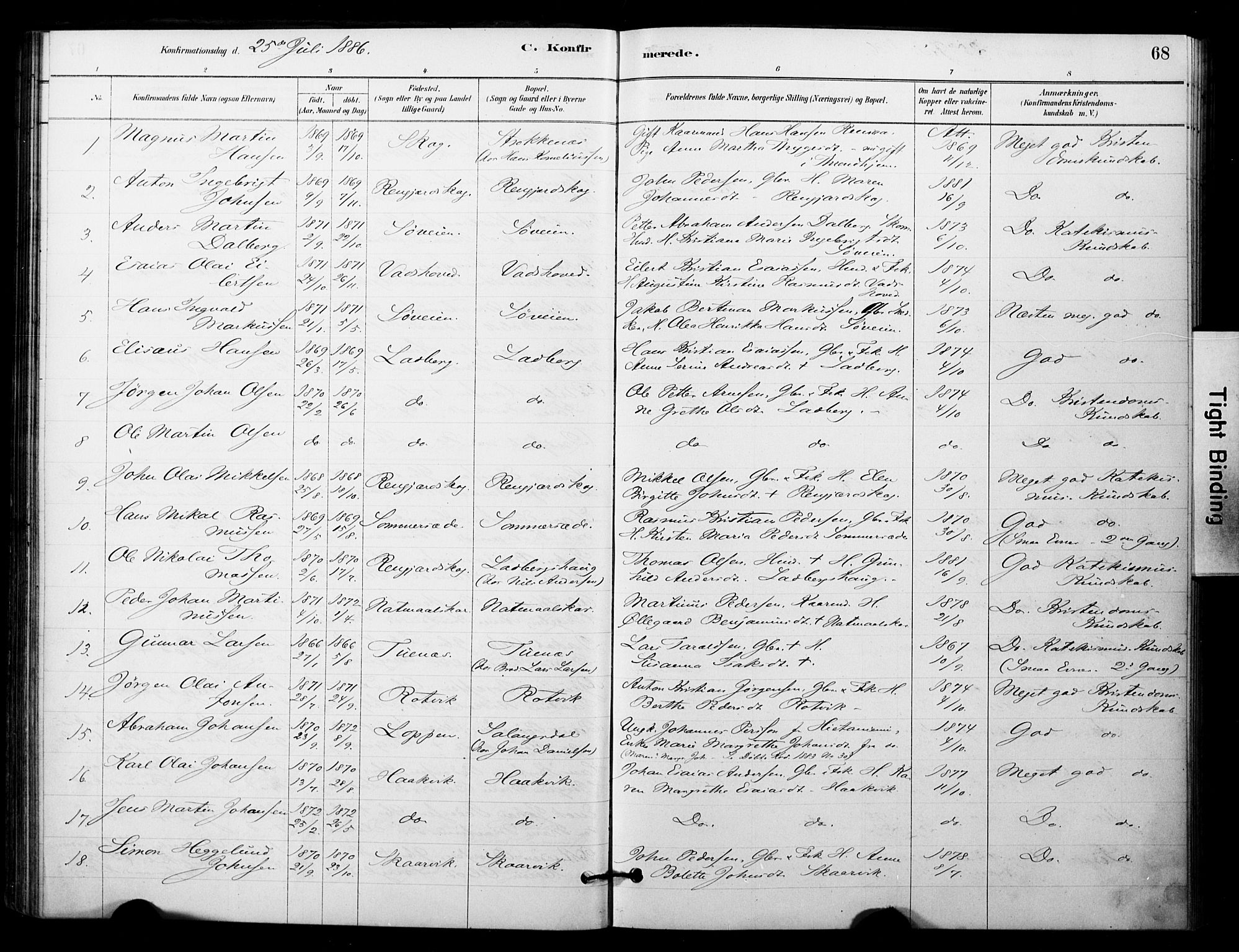 Ibestad sokneprestembete, AV/SATØ-S-0077/H/Ha/Haa/L0014kirke: Parish register (official) no. 14, 1880-1887, p. 68