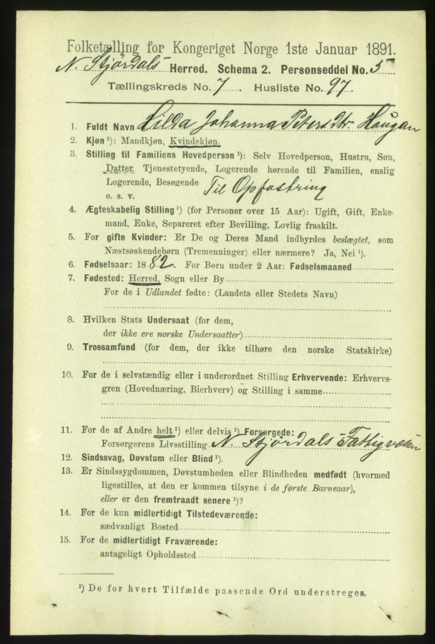 RA, 1891 census for 1714 Nedre Stjørdal, 1891, p. 3560