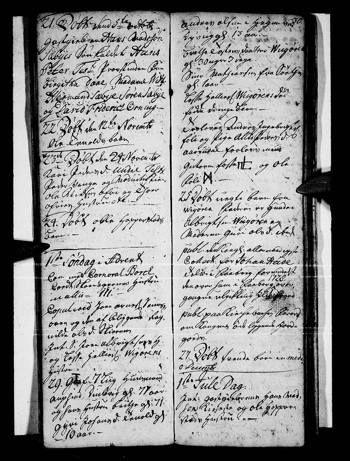 Vik sokneprestembete, AV/SAB-A-81501/H/Haa/Haaa/L0001: Parish register (official) no. A 1 / 1, 1727-1740, p. 30