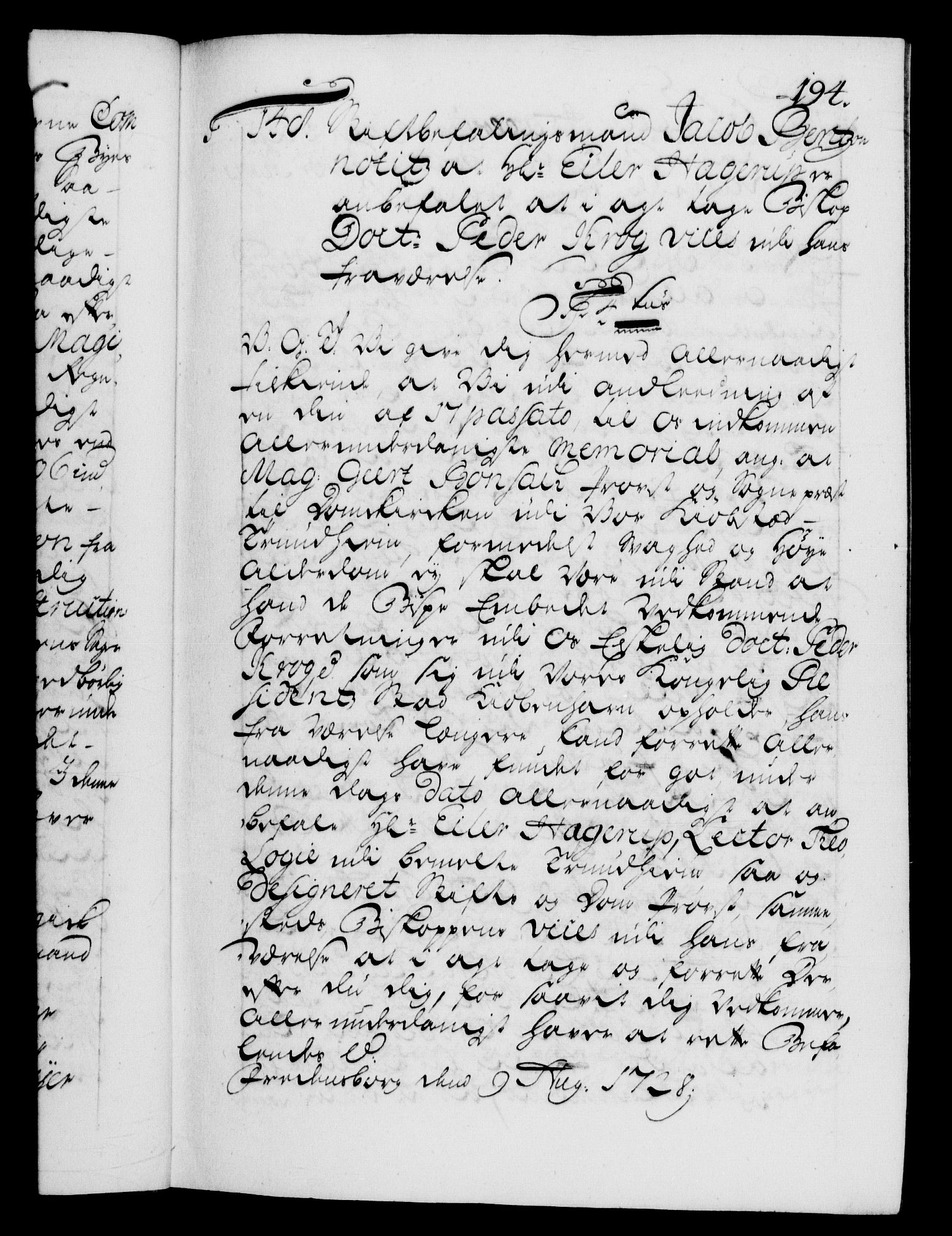 Danske Kanselli 1572-1799, AV/RA-EA-3023/F/Fc/Fca/Fcab/L0024: Norske tegnelser, 1728-1730, p. 194a