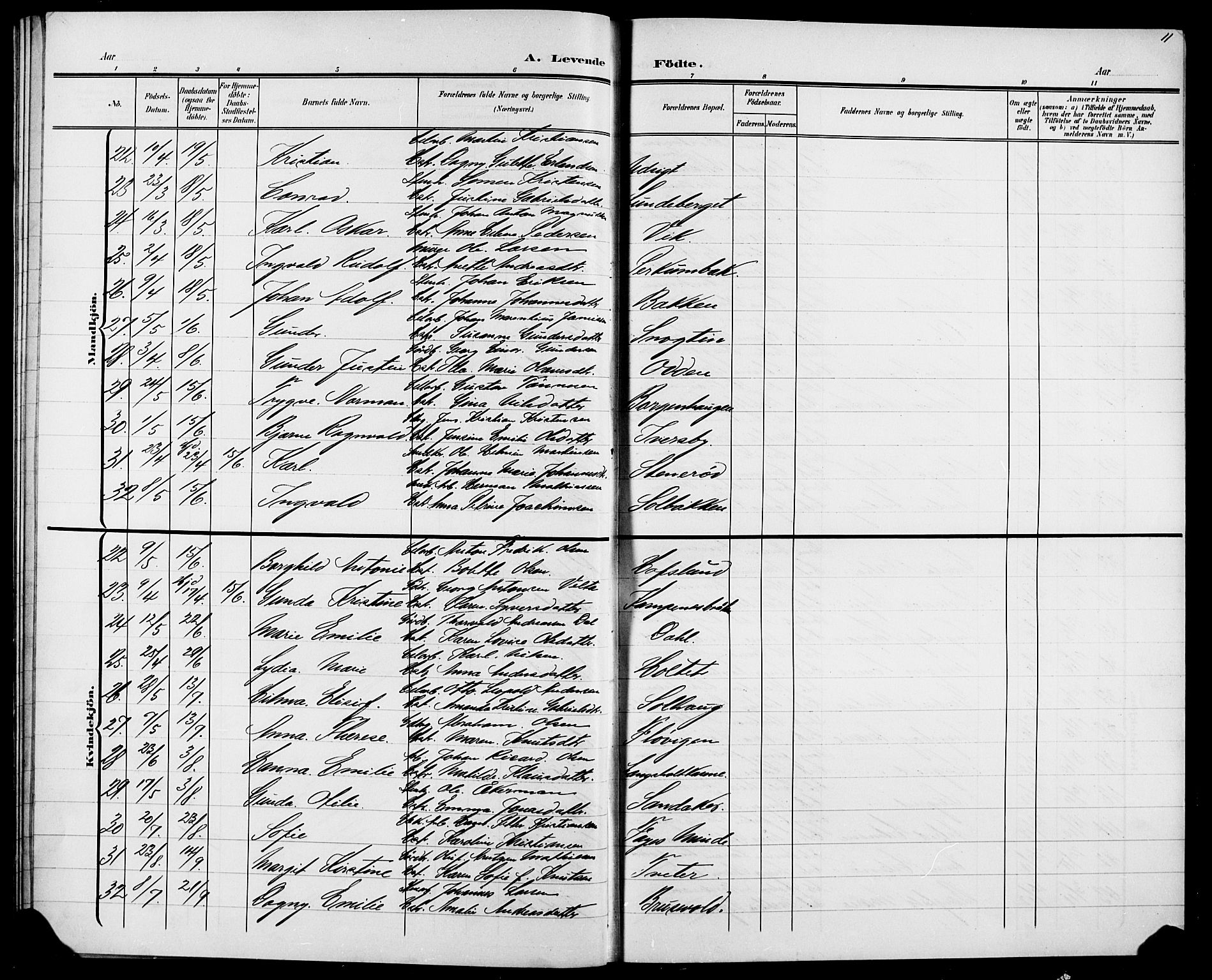 Skjeberg prestekontor Kirkebøker, AV/SAO-A-10923/G/Ga/L0002: Parish register (copy) no. I 2, 1901-1924, p. 11