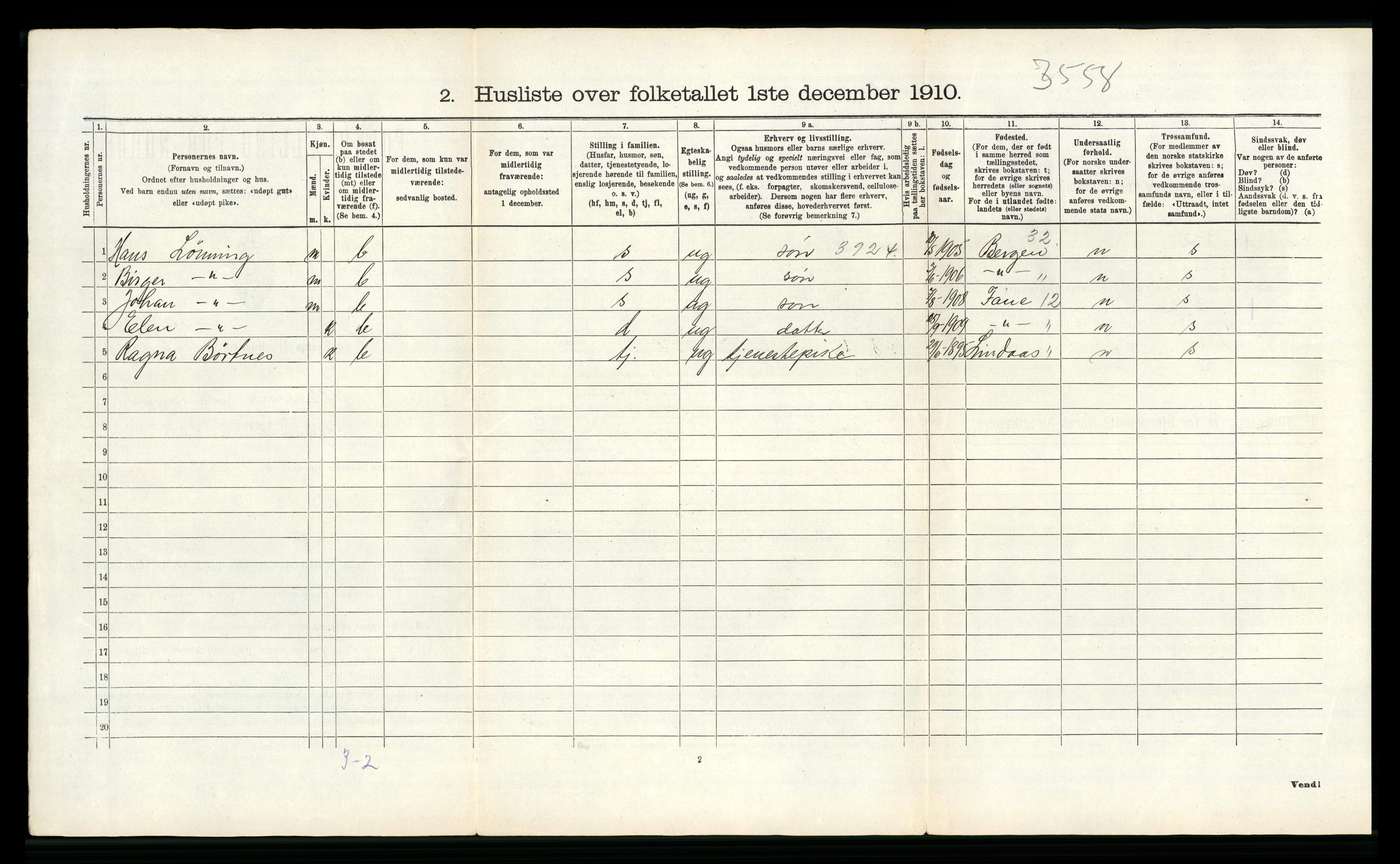 RA, 1910 census for Ullensvang, 1910, p. 732