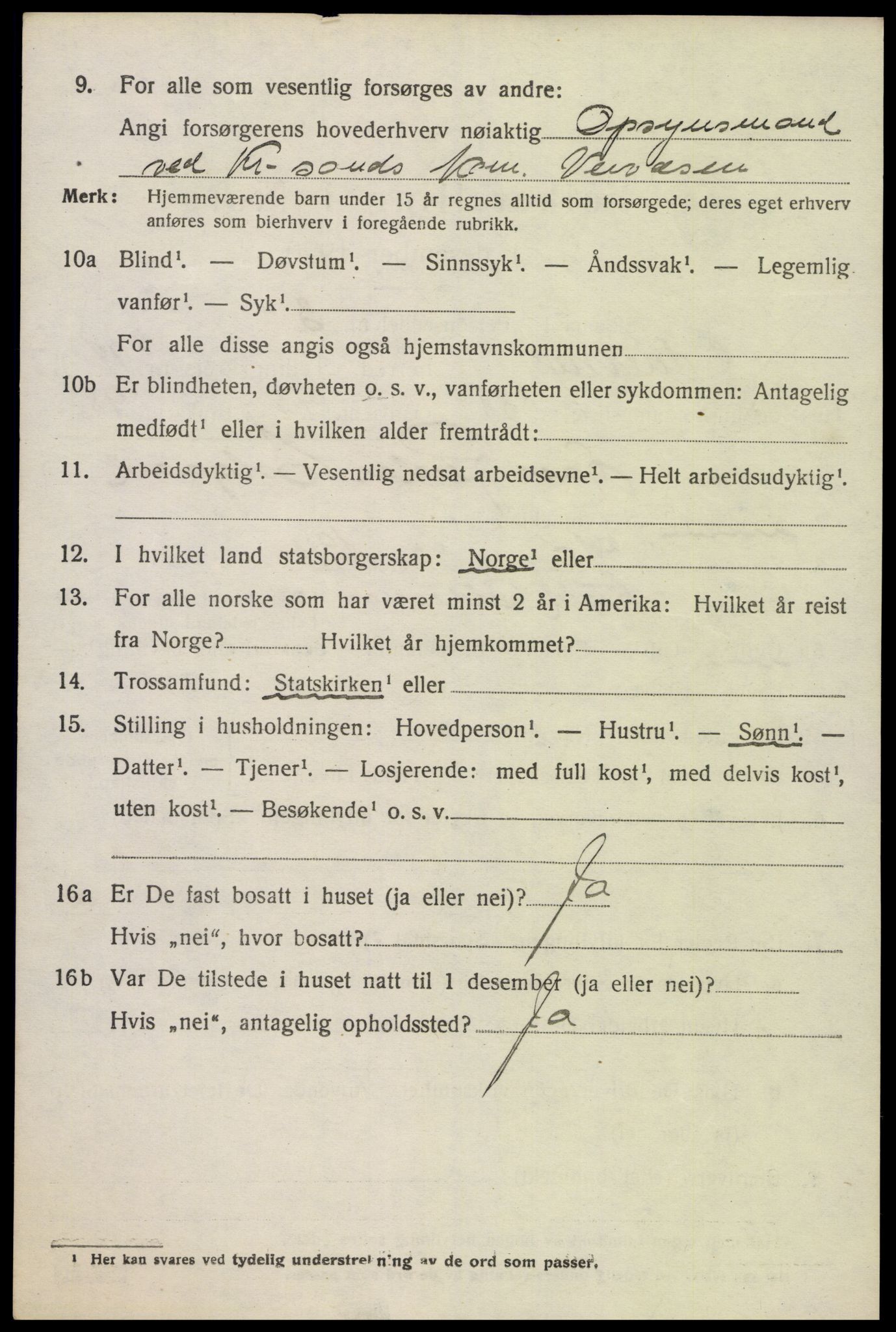 SAK, 1920 census for Oddernes, 1920, p. 9648