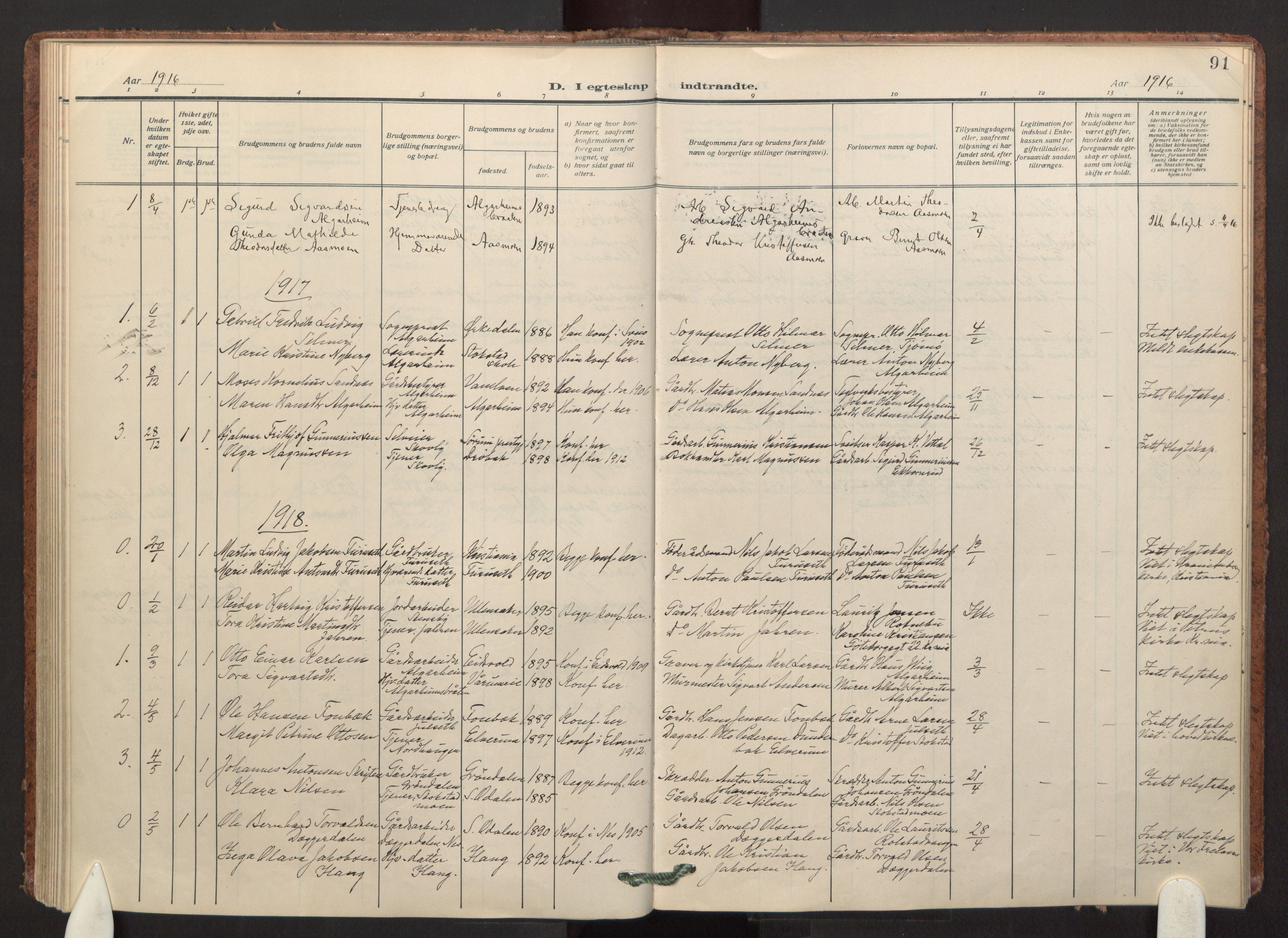 Ullensaker prestekontor Kirkebøker, AV/SAO-A-10236a/F/Fc/L0001: Parish register (official) no. III 1, 1913-1935, p. 91