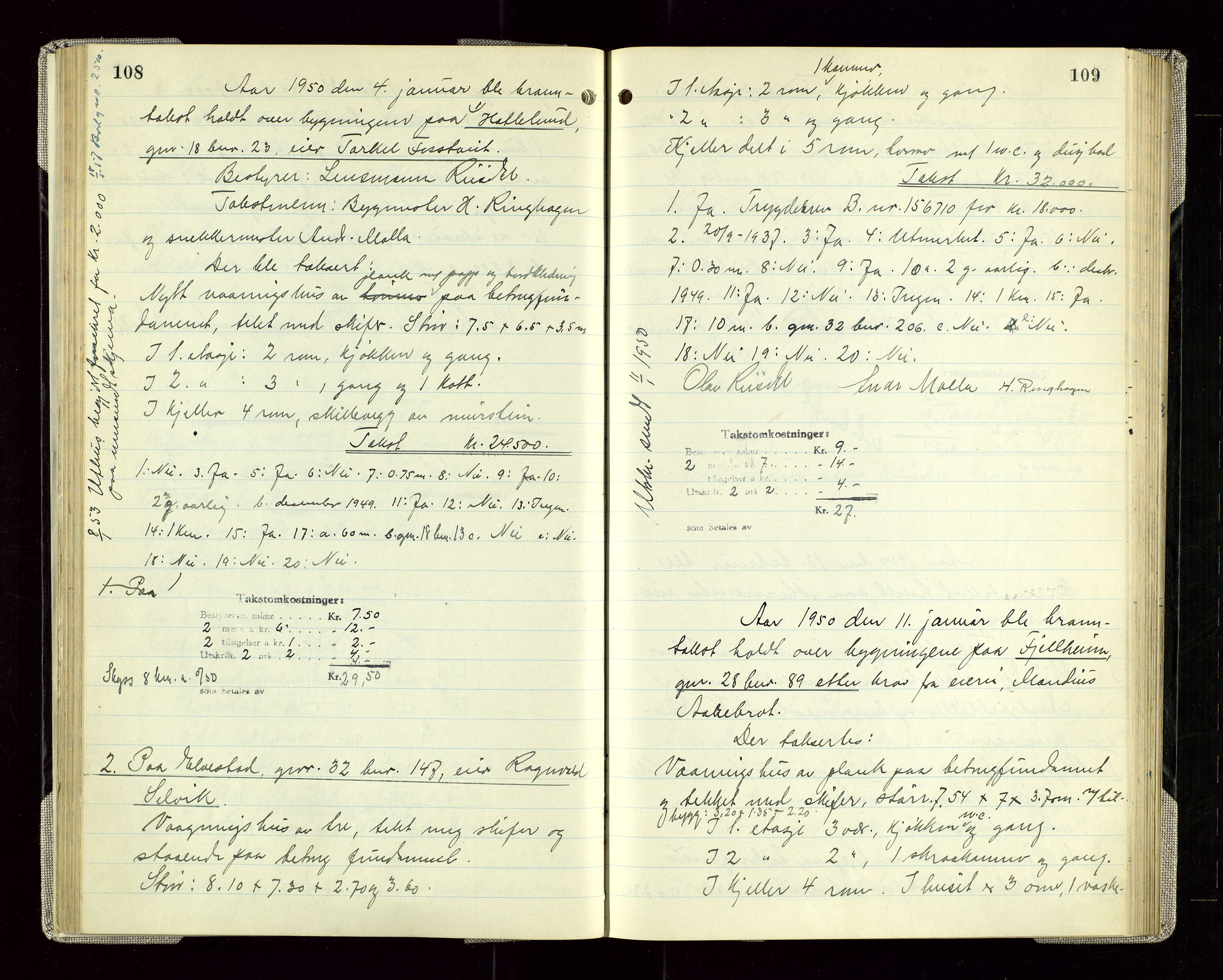 Sauda lensmannskontor, SAST/A-100177/Goa/L0005: "Branntakstprotokoll for Sauda lensmannsdistrikt", 1946-1955, p. 108-109