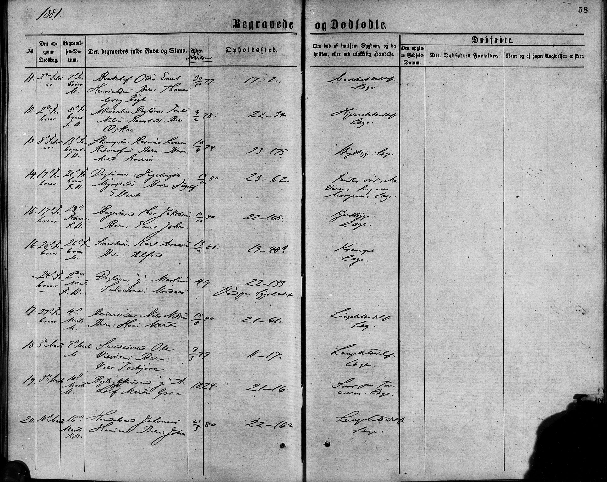 Korskirken sokneprestembete, SAB/A-76101/H/Haa/L0046: Parish register (official) no. E 4, 1875-1883, p. 58