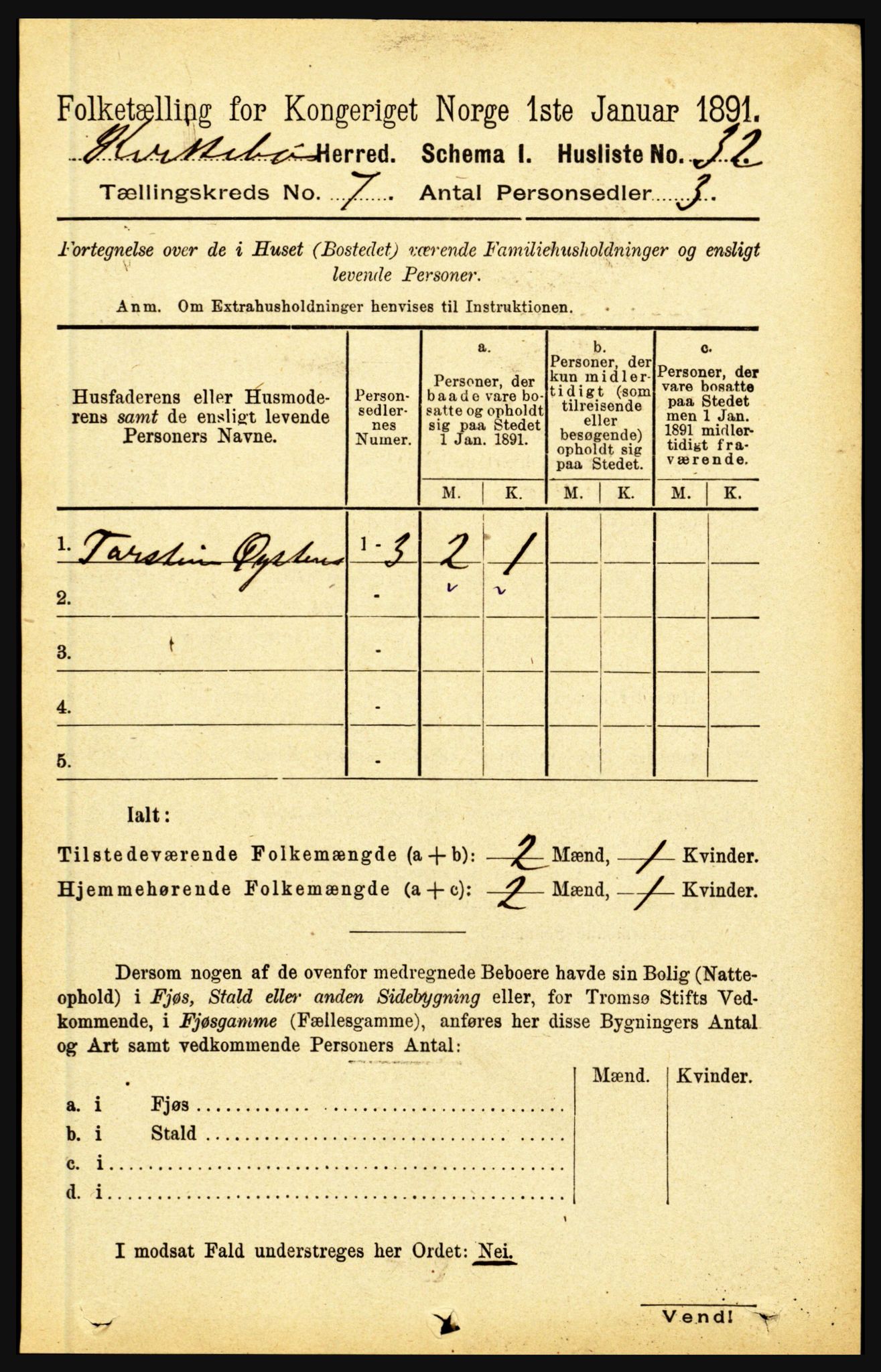 RA, 1891 census for 1416 Kyrkjebø, 1891, p. 1837