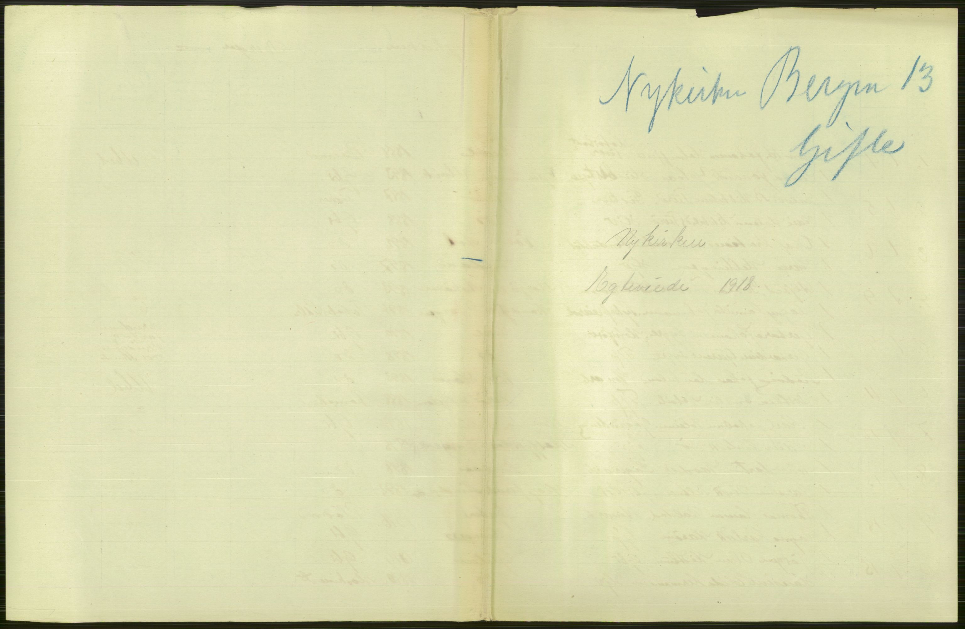 Statistisk sentralbyrå, Sosiodemografiske emner, Befolkning, AV/RA-S-2228/D/Df/Dfb/Dfbh/L0038: Bergen: Gifte, dødfødte., 1918, p. 105