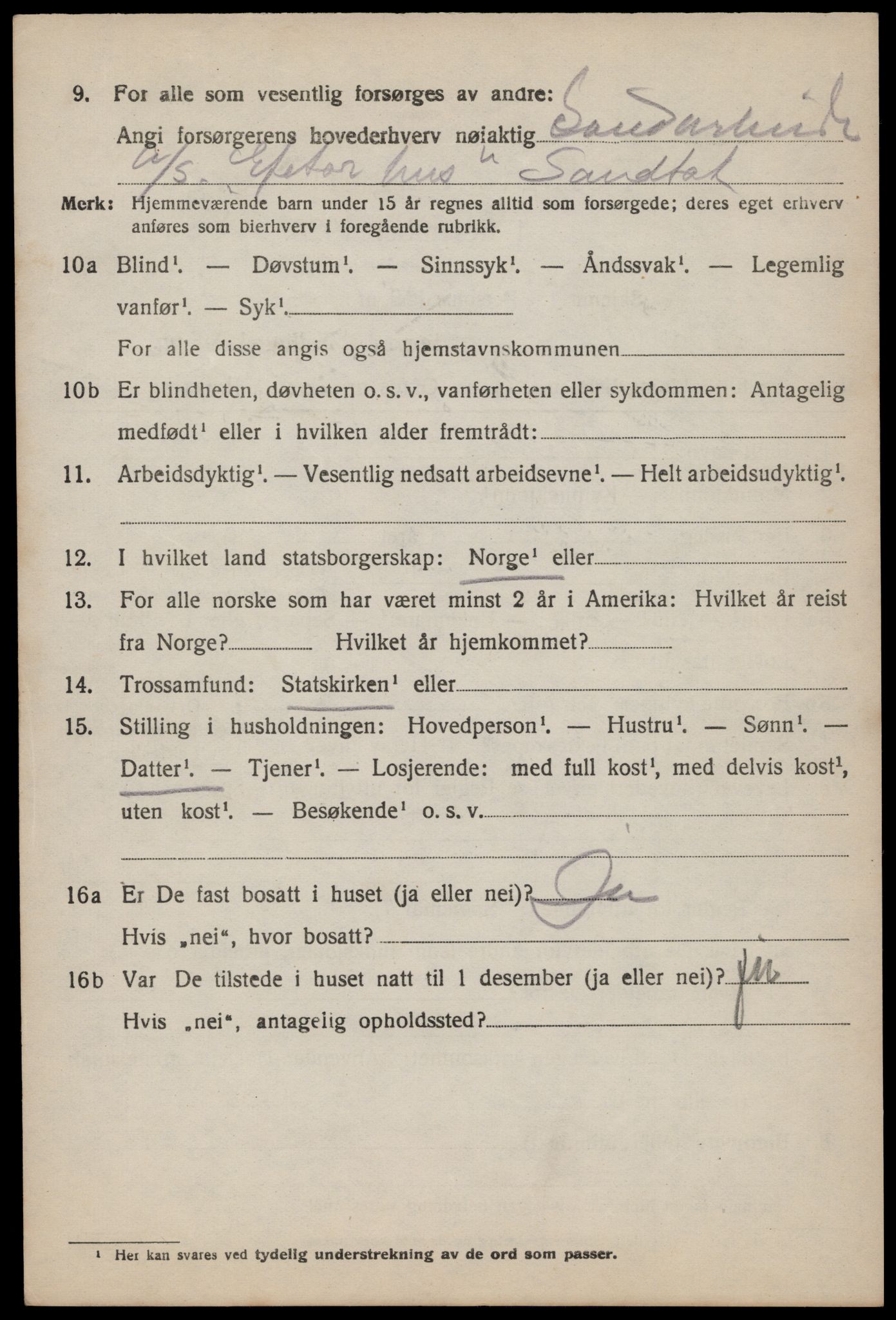 SAST, 1920 census for Forsand, 1920, p. 2762