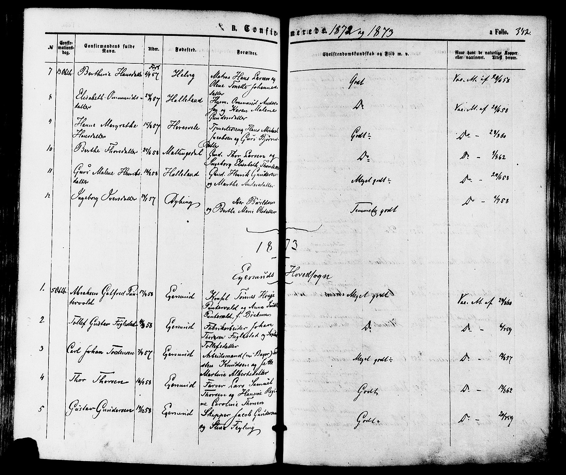 Eigersund sokneprestkontor, AV/SAST-A-101807/S08/L0014: Parish register (official) no. A 13, 1866-1878, p. 342