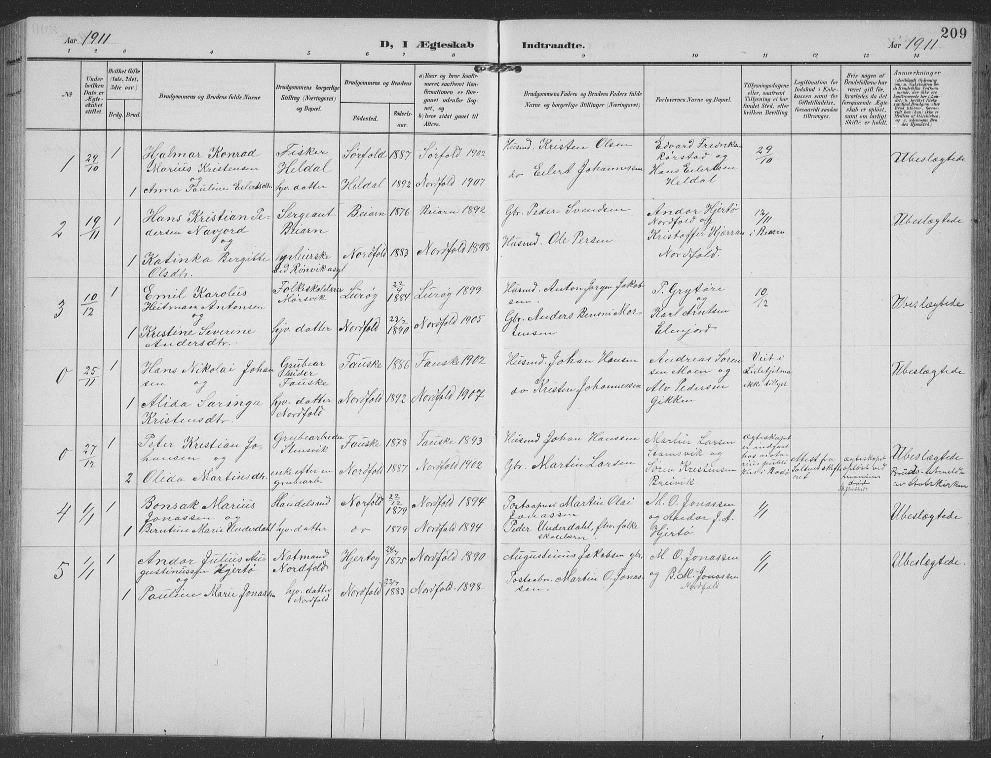 Ministerialprotokoller, klokkerbøker og fødselsregistre - Nordland, SAT/A-1459/858/L0835: Parish register (copy) no. 858C02, 1904-1940, p. 209