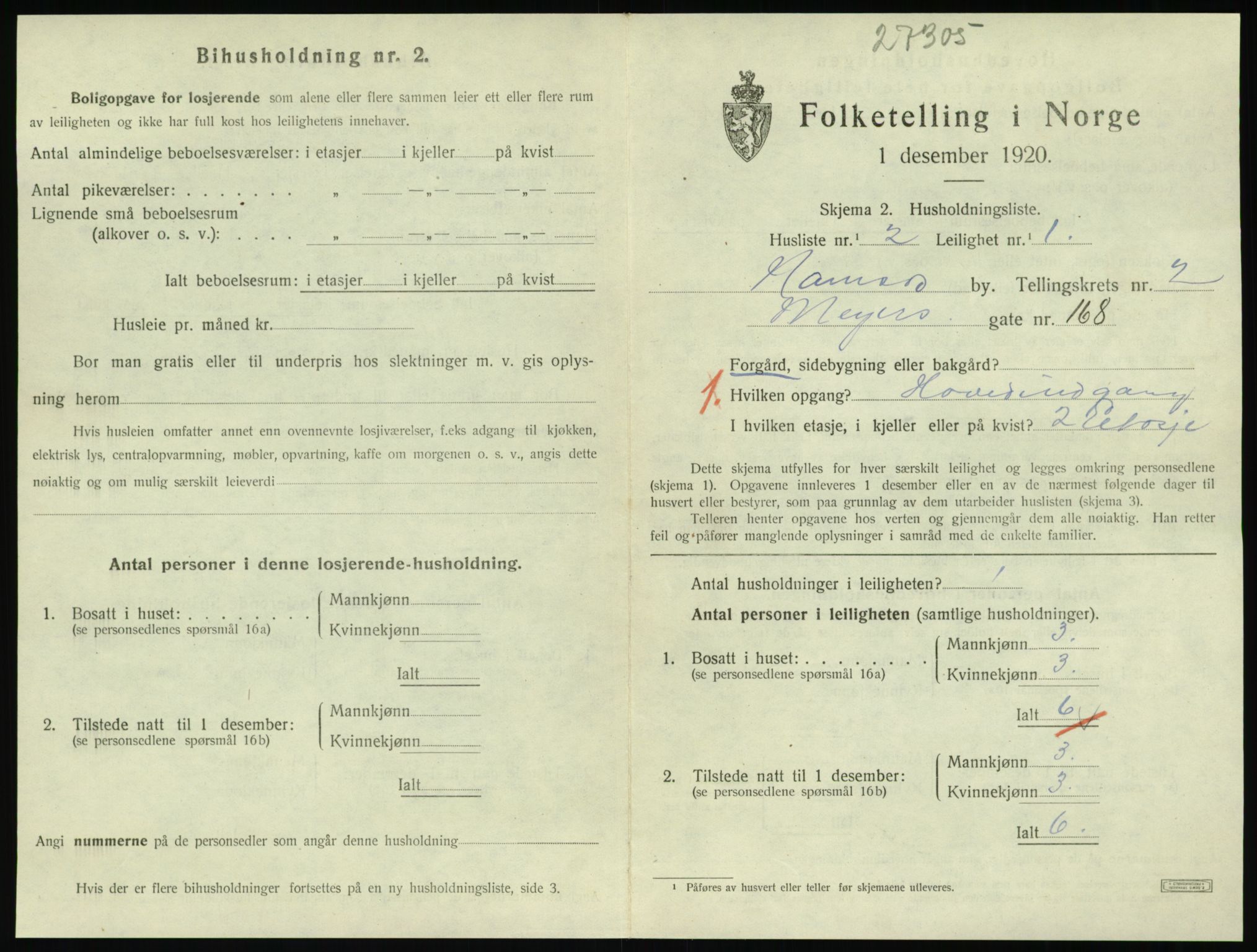 SAT, 1920 census for Namsos, 1920, p. 977