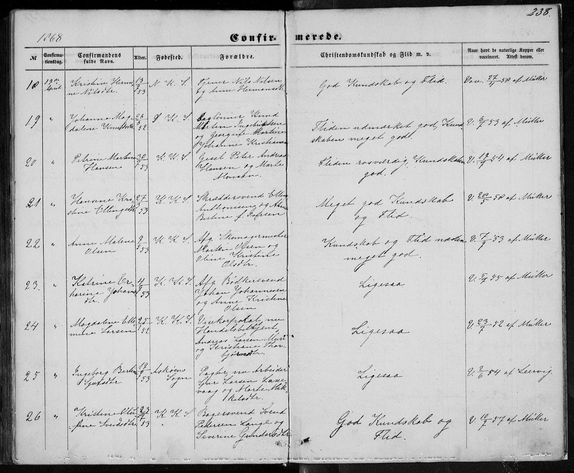 Korskirken sokneprestembete, SAB/A-76101/H/Haa/L0027: Parish register (official) no. C 3, 1854-1868, p. 238
