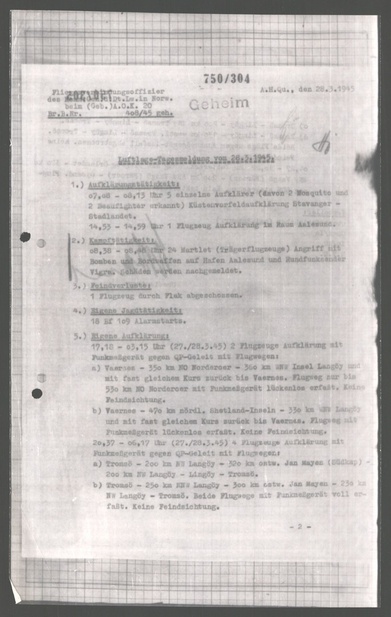 Forsvarets Overkommando. 2 kontor. Arkiv 11.4. Spredte tyske arkivsaker, AV/RA-RAFA-7031/D/Dar/Dara/L0004: Krigsdagbøker for 20. Gebirgs-Armee-Oberkommando (AOK 20), 1945, p. 250