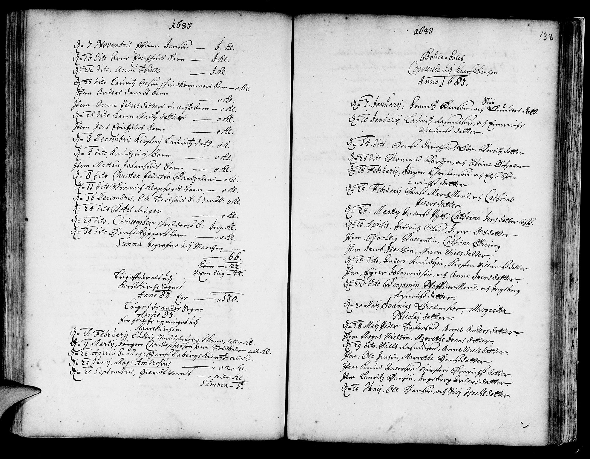 Korskirken sokneprestembete, SAB/A-76101/H/Haa/L0001: Parish register (official) no. A 1, 1674-1688, p. 138
