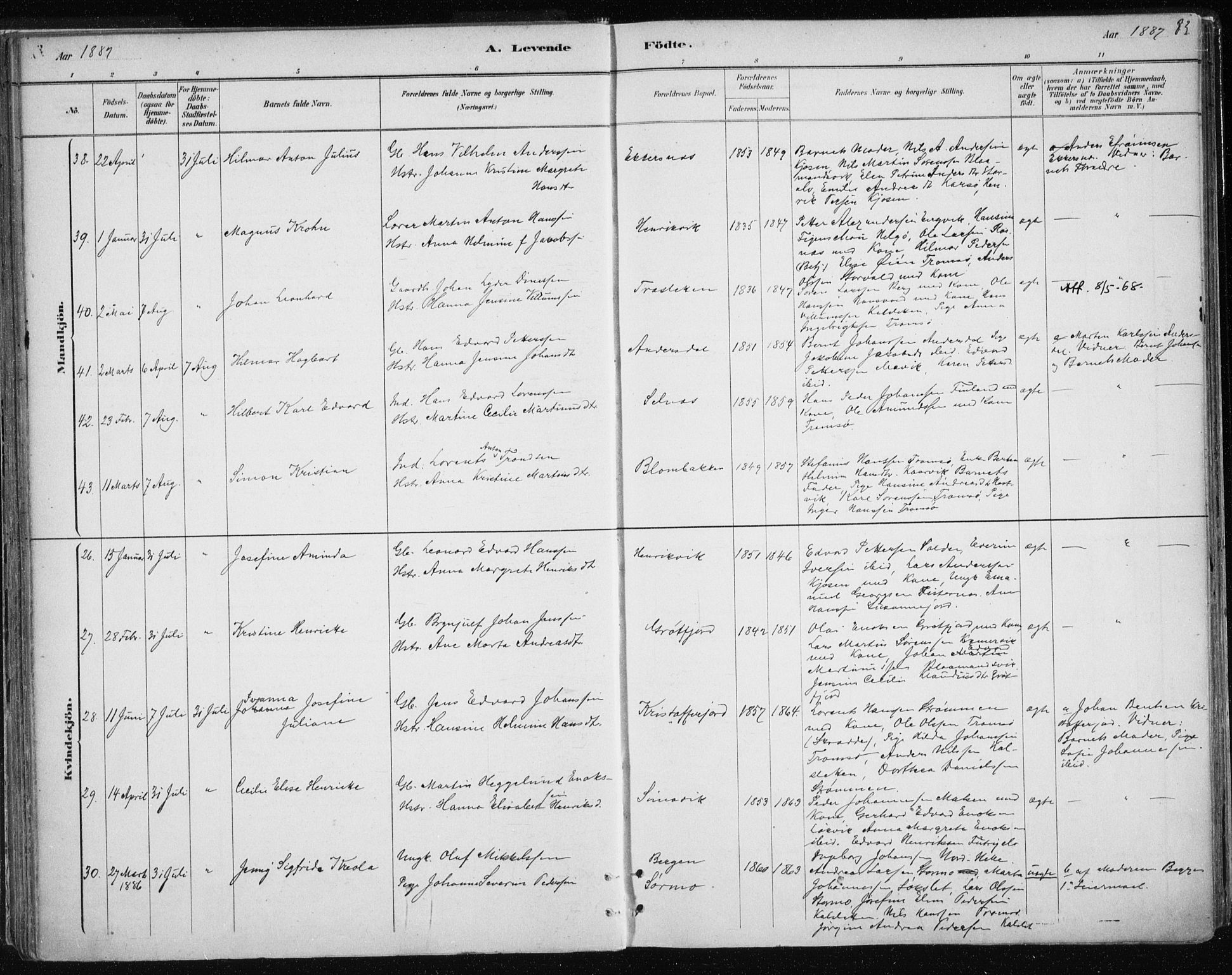 Tromsøysund sokneprestkontor, SATØ/S-1304/G/Ga/L0004kirke: Parish register (official) no. 4, 1880-1888, p. 83