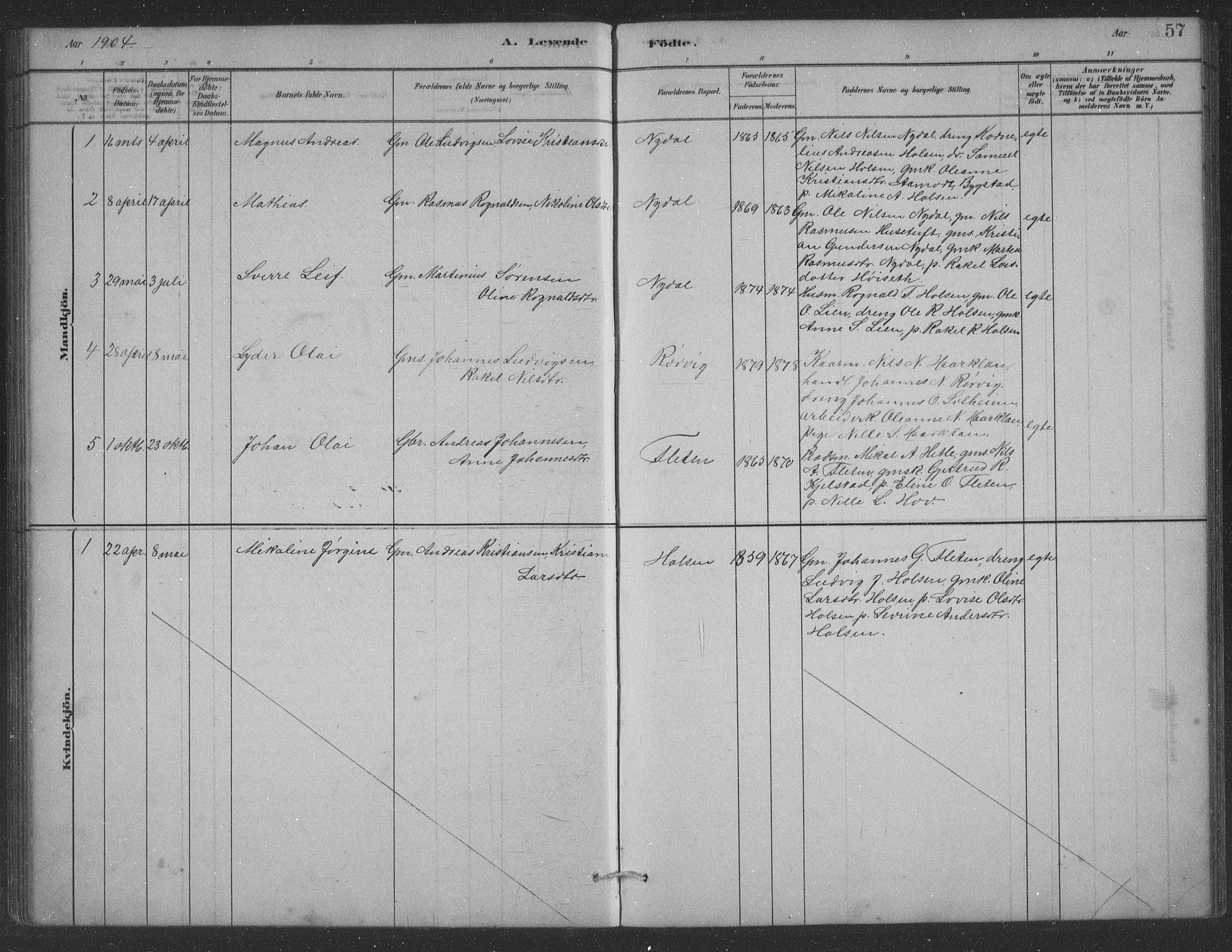 Førde sokneprestembete, AV/SAB-A-79901/H/Hab/Habc/L0002: Parish register (copy) no. C 2, 1881-1911, p. 57