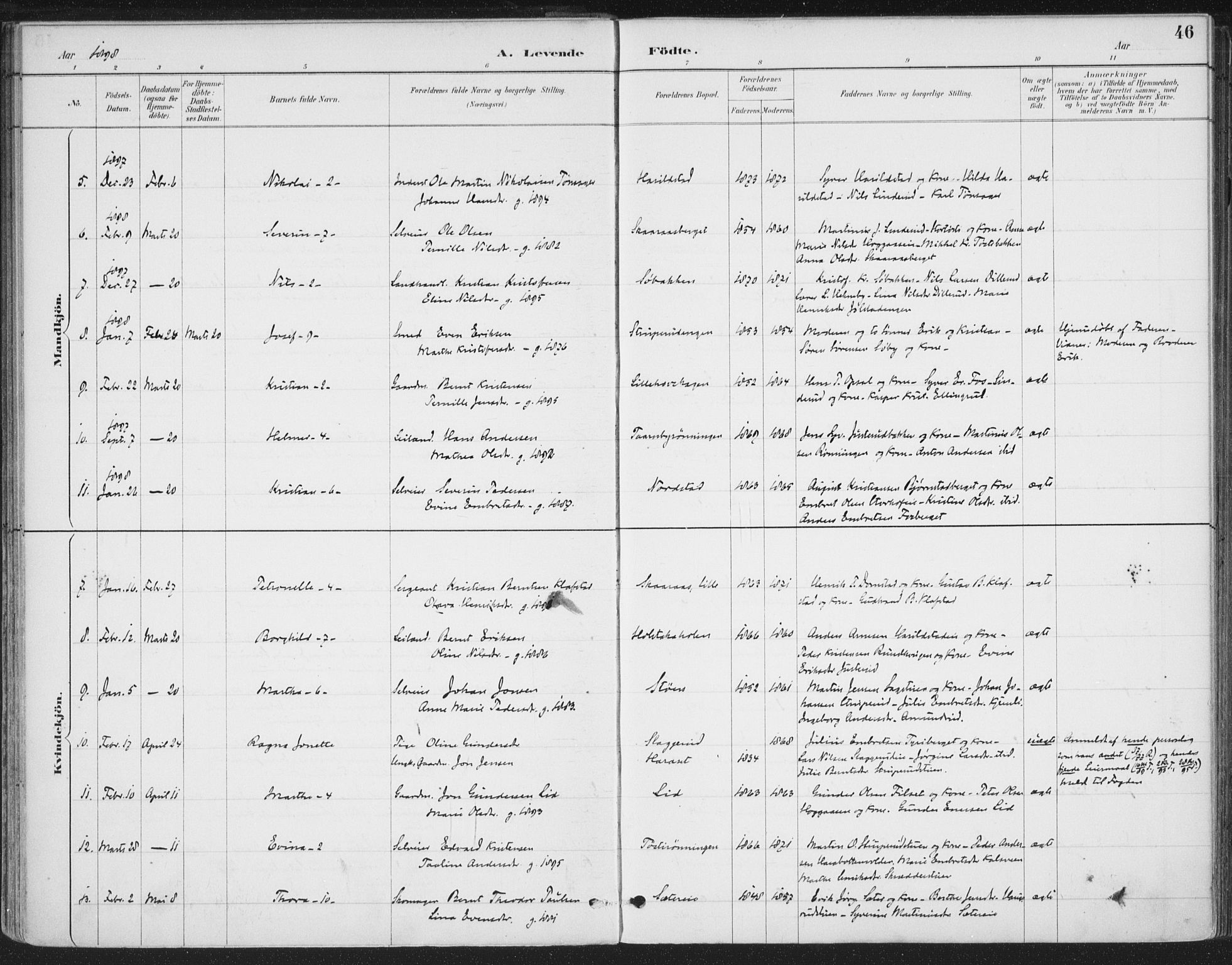 Romedal prestekontor, SAH/PREST-004/K/L0008: Parish register (official) no. 8, 1887-1905, p. 46