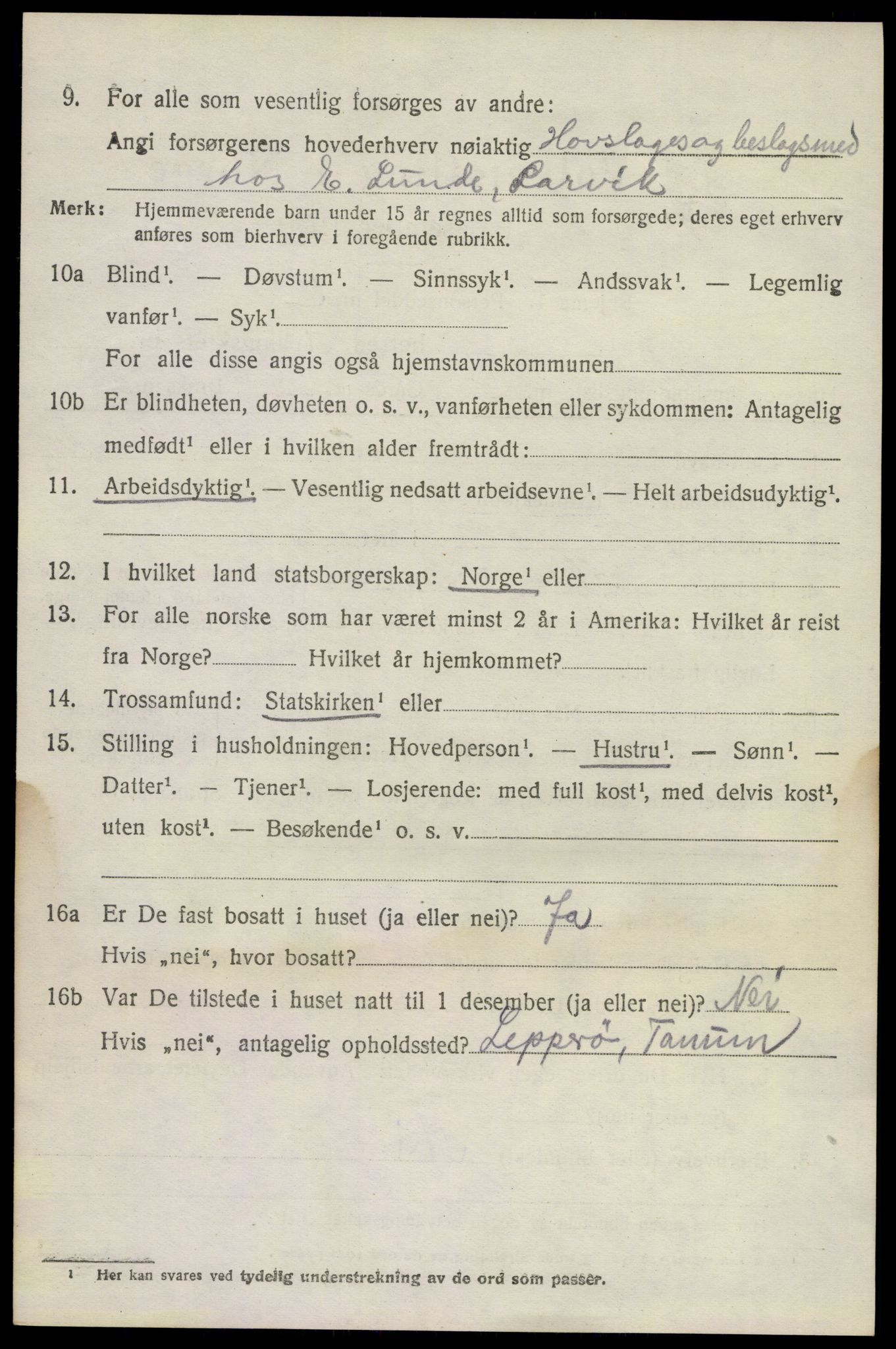 SAKO, 1920 census for Brunlanes, 1920, p. 7072