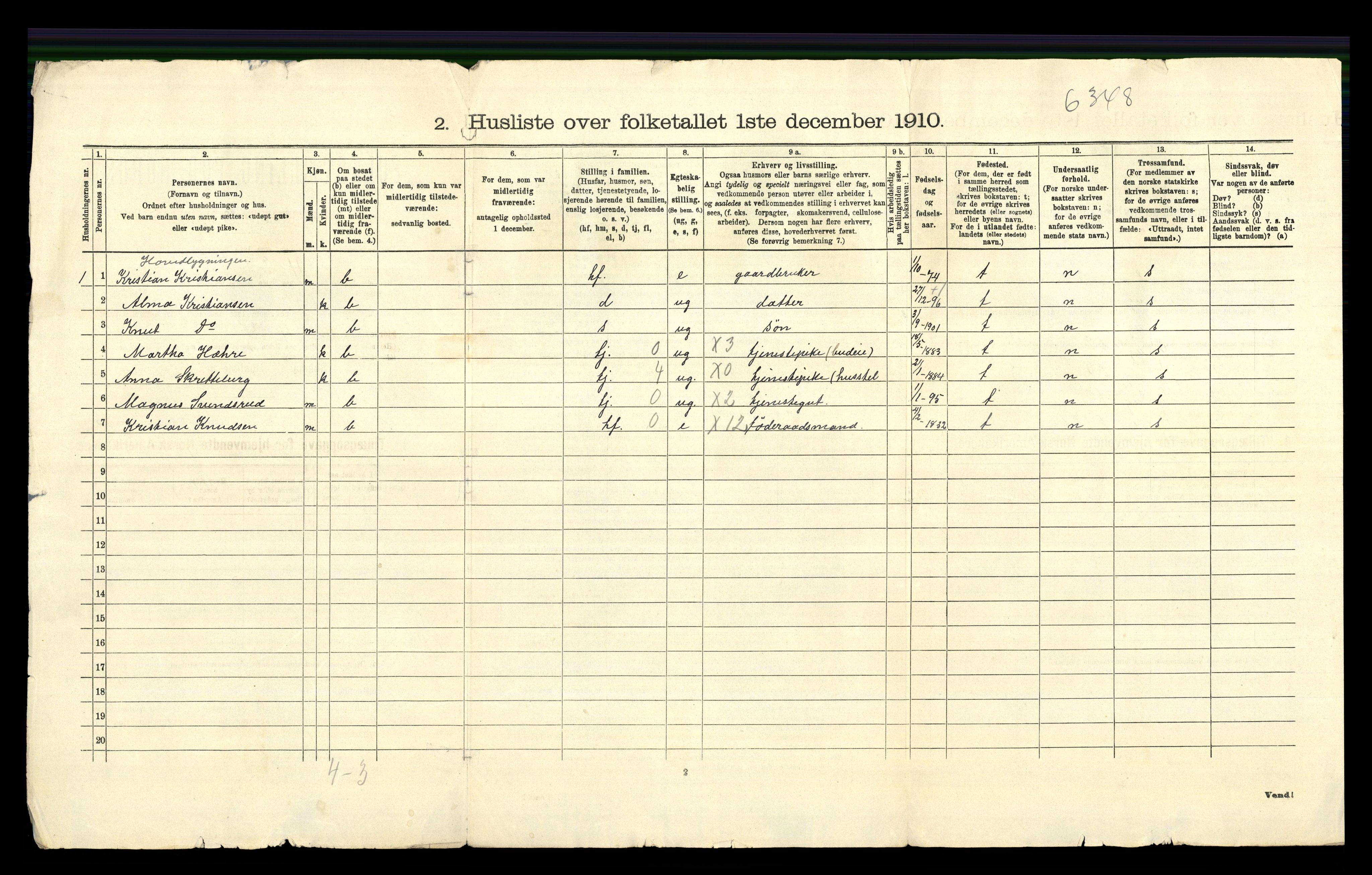 RA, 1910 census for Modum, 1910, p. 2207