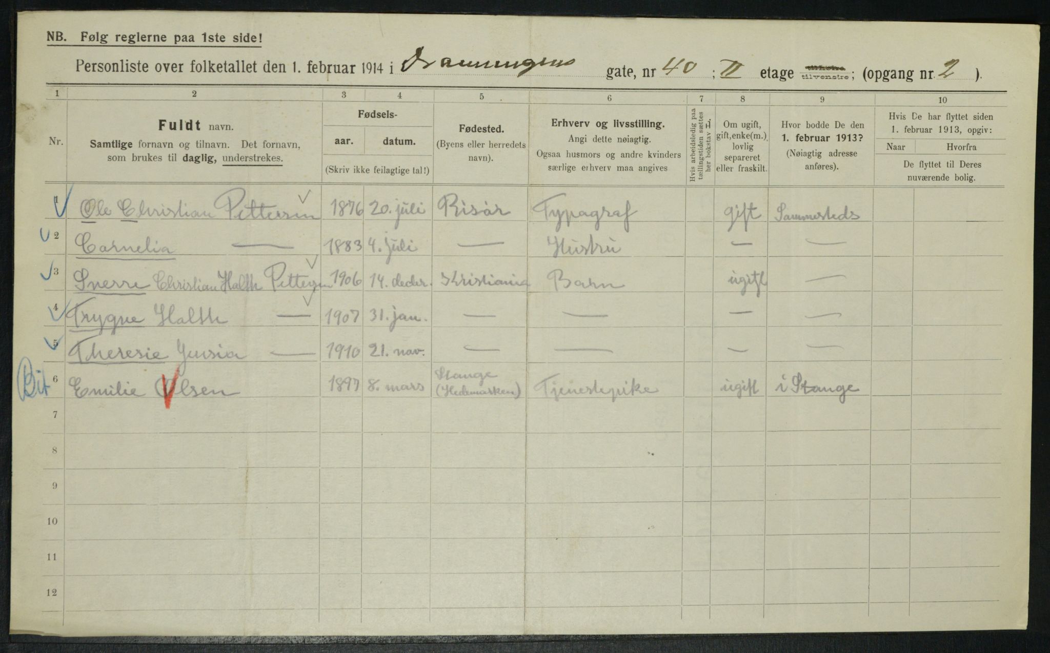 OBA, Municipal Census 1914 for Kristiania, 1914, p. 17593