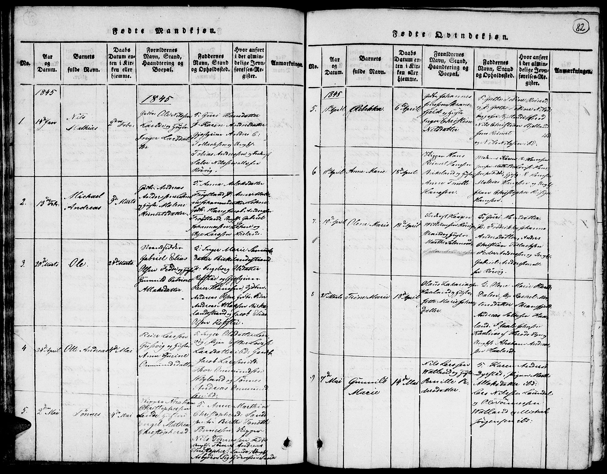Kvinesdal sokneprestkontor, SAK/1111-0026/F/Fa/Faa/L0001: Parish register (official) no. A 1, 1815-1849, p. 82