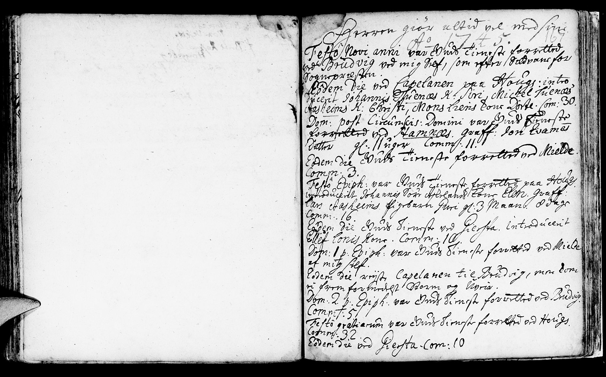 Haus sokneprestembete, SAB/A-75601/H/Haa: Parish register (official) no. A 5, 1733-1747, p. 167